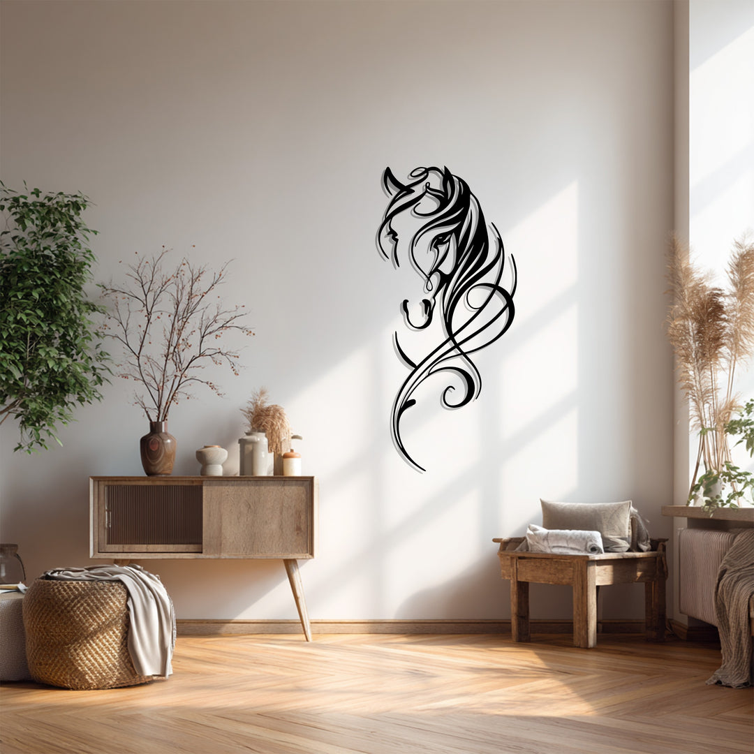 Graceful Horse Silhouette Metal Wall Art – Elegant Equine Line Design