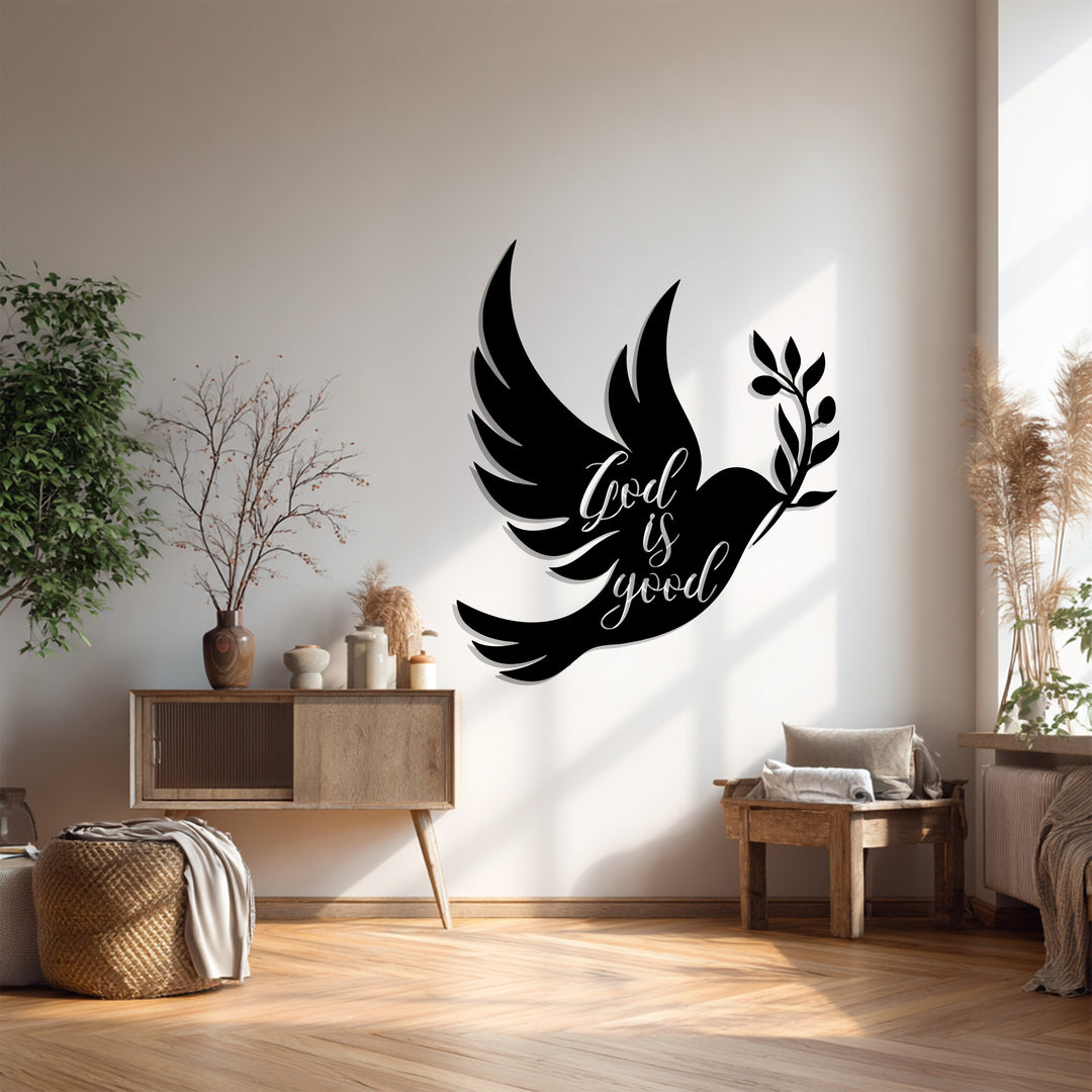 God Is Good Dove Metal Wall Art – Faith-Inspired Home Decor