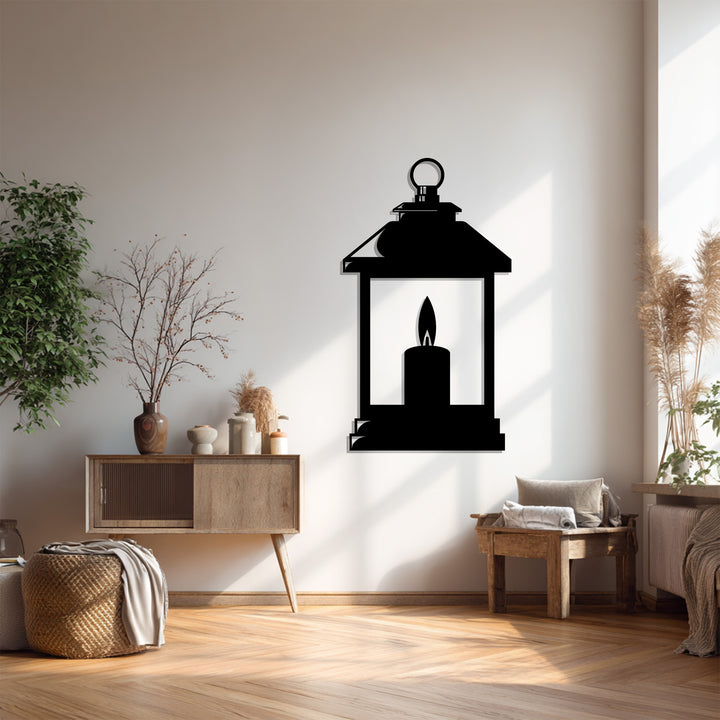 Islamic lantern metal wall decor black