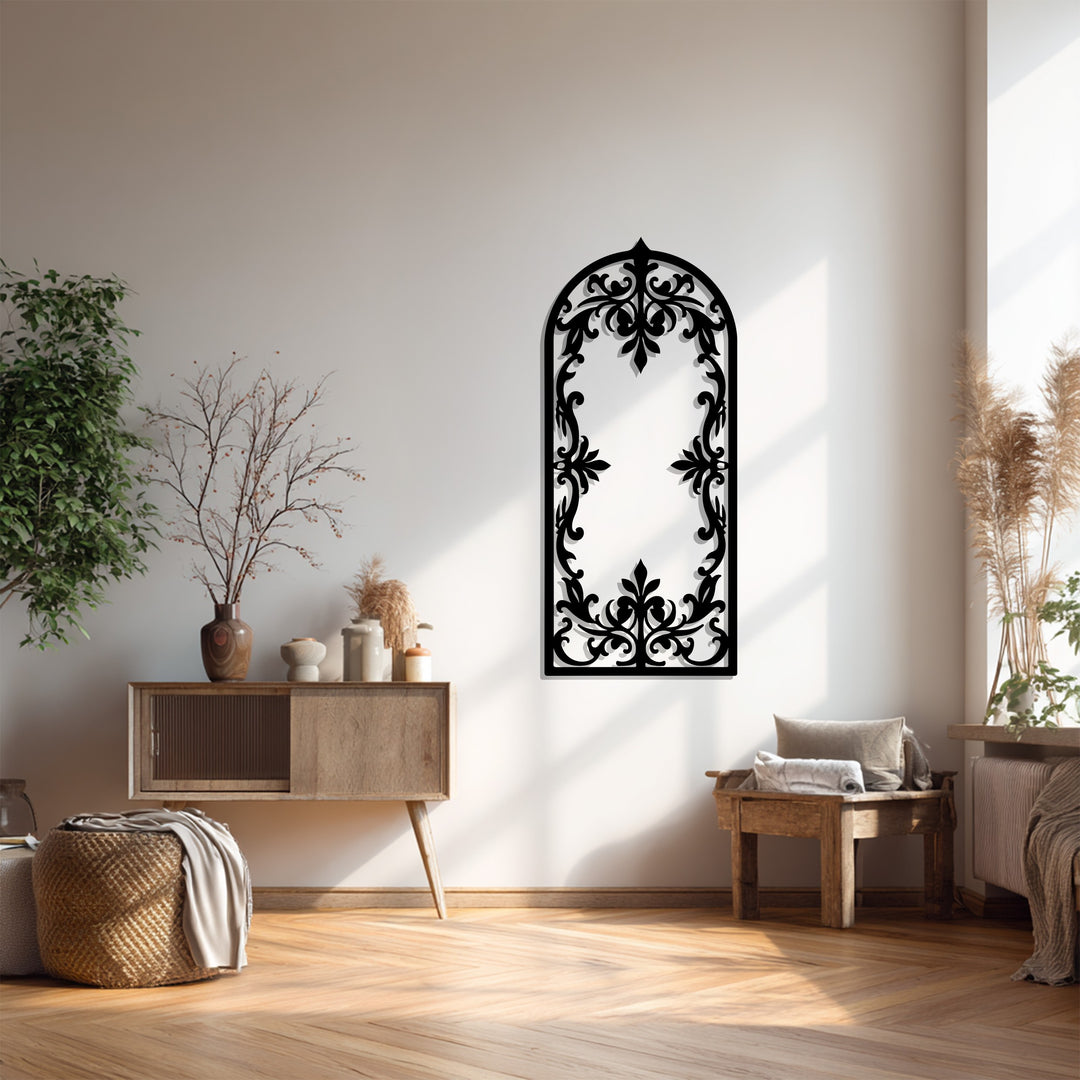 قوس ملكي – أسود مزخرف فن جداري معدني