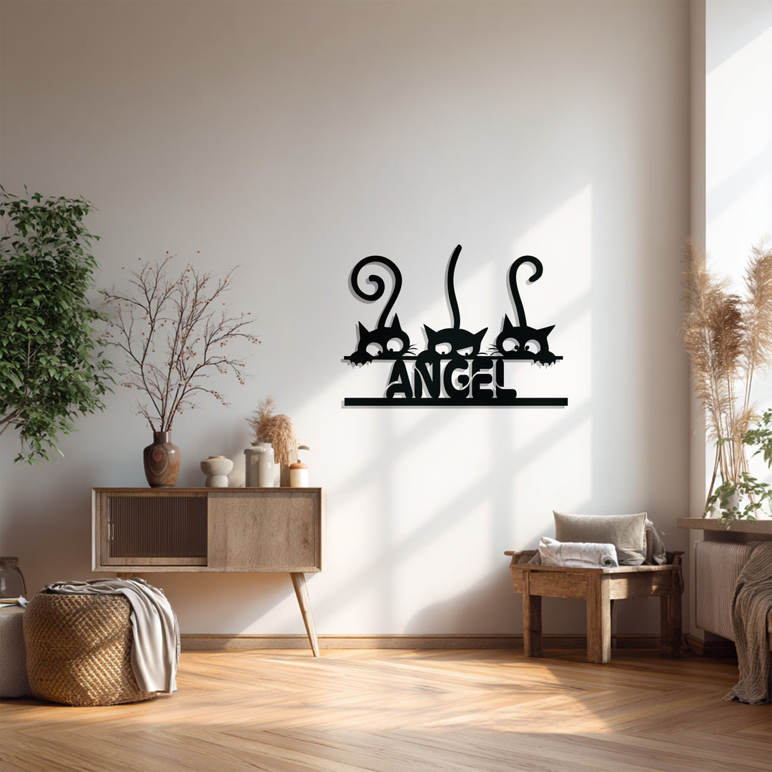 Hugo Cat Trio Metal Wall Art – Personalized Pet Lover Home Decor