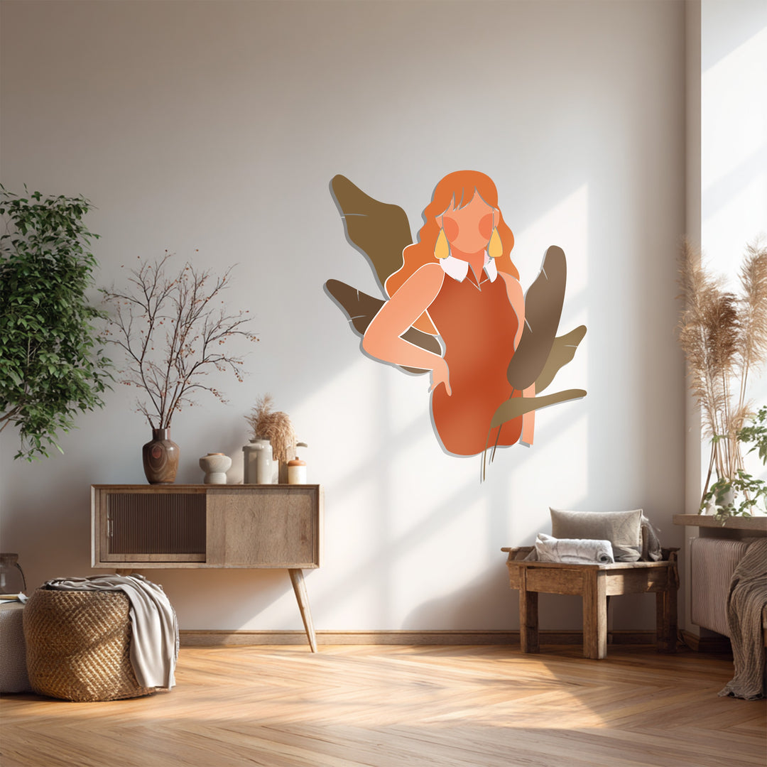 Modern Boho Woman Metal Wall Art – Contemporary Feminine Decor