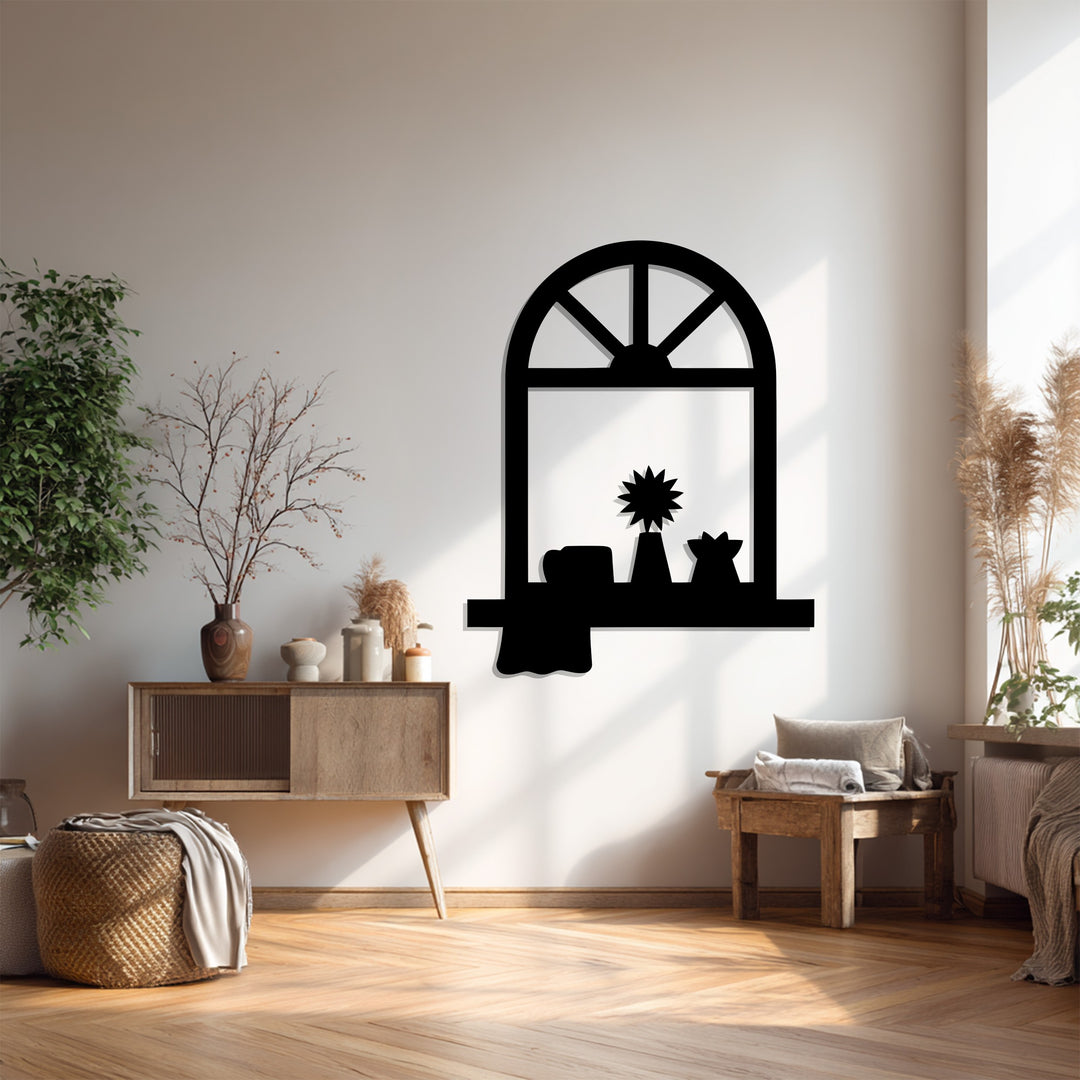 Cozy Window Frame Metal Wall Art – Modern Home Decor