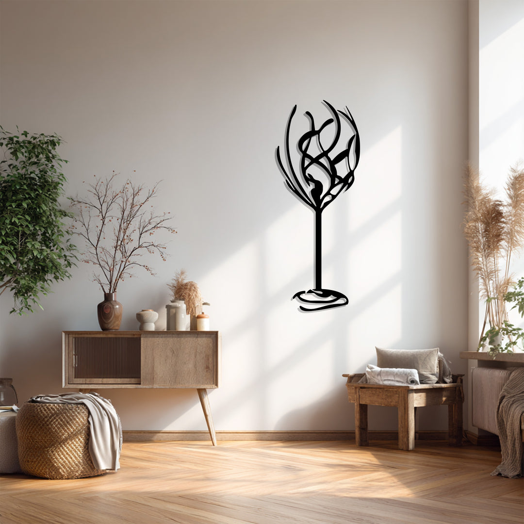 Abstract Wine Glass – Modern Metal Wall Art