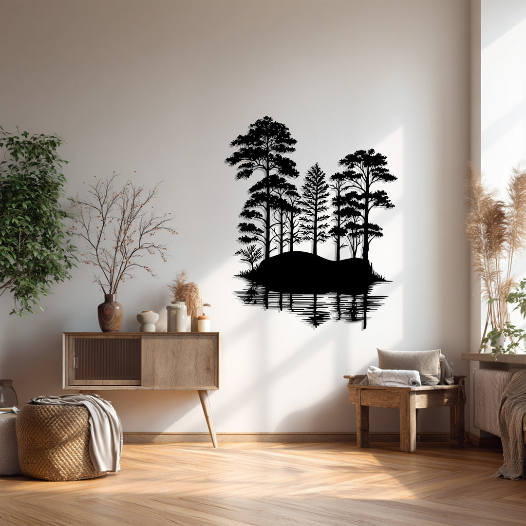 Tranquil Forest Reflection – Nature Landscape Metal Wall Art