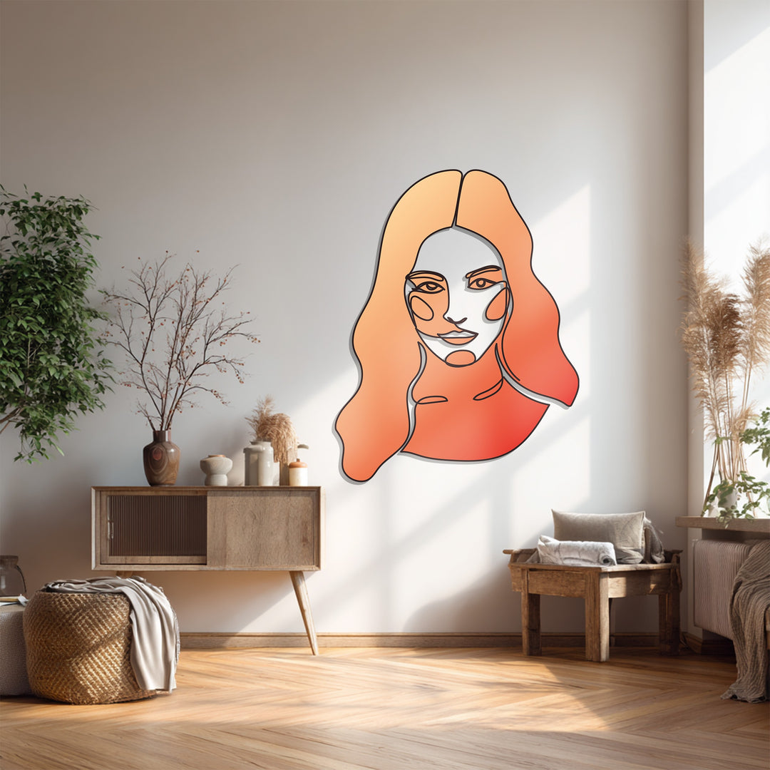 Abstract Woman Line Art Metal Wall Art – Modern Minimal Decor