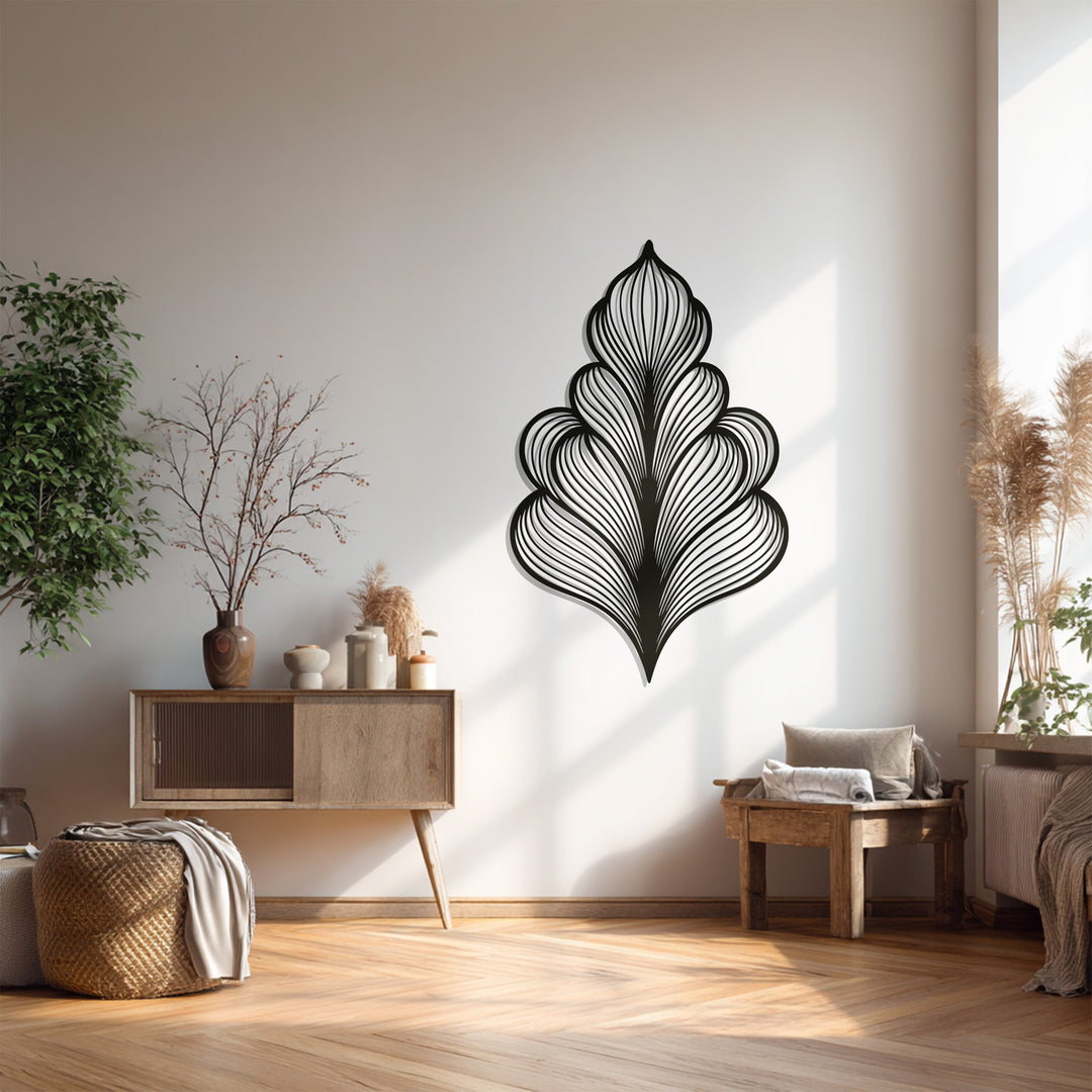 Layered Leaf Metal Wall Art – Black Botanical Wall Sculpture