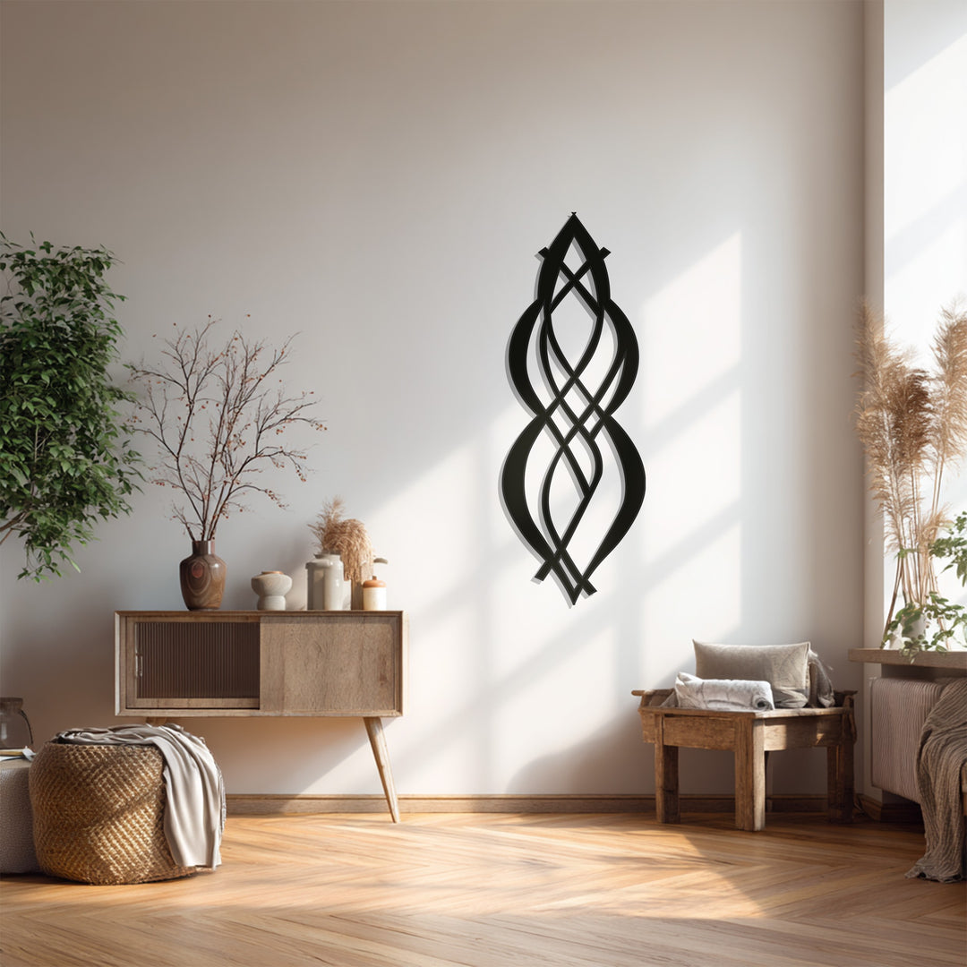 Abstract Geometric Metal Wall Art – Black Modern Wall Sculpture