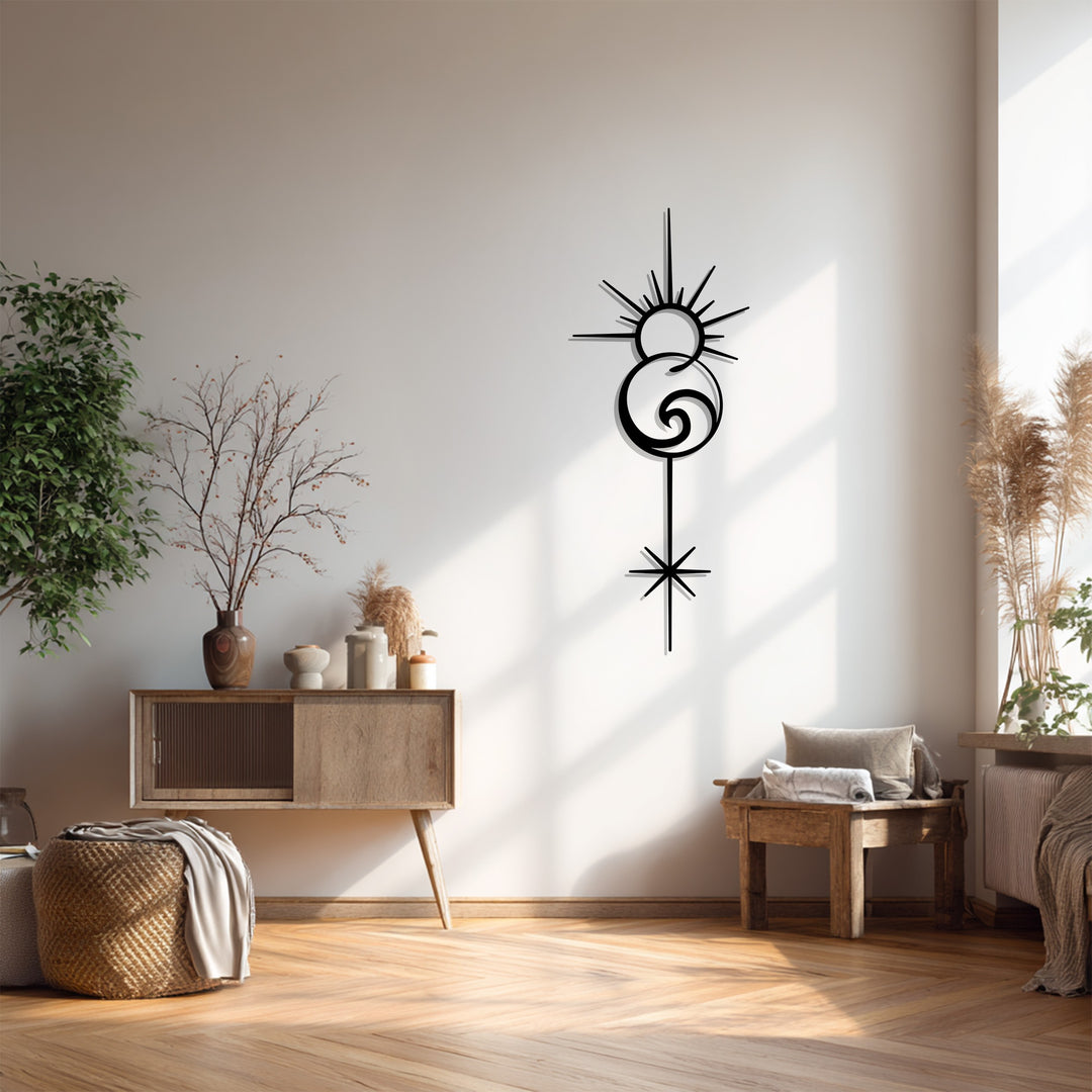 Celestial Energy Spiral – Modern Boho Metal Wall Art