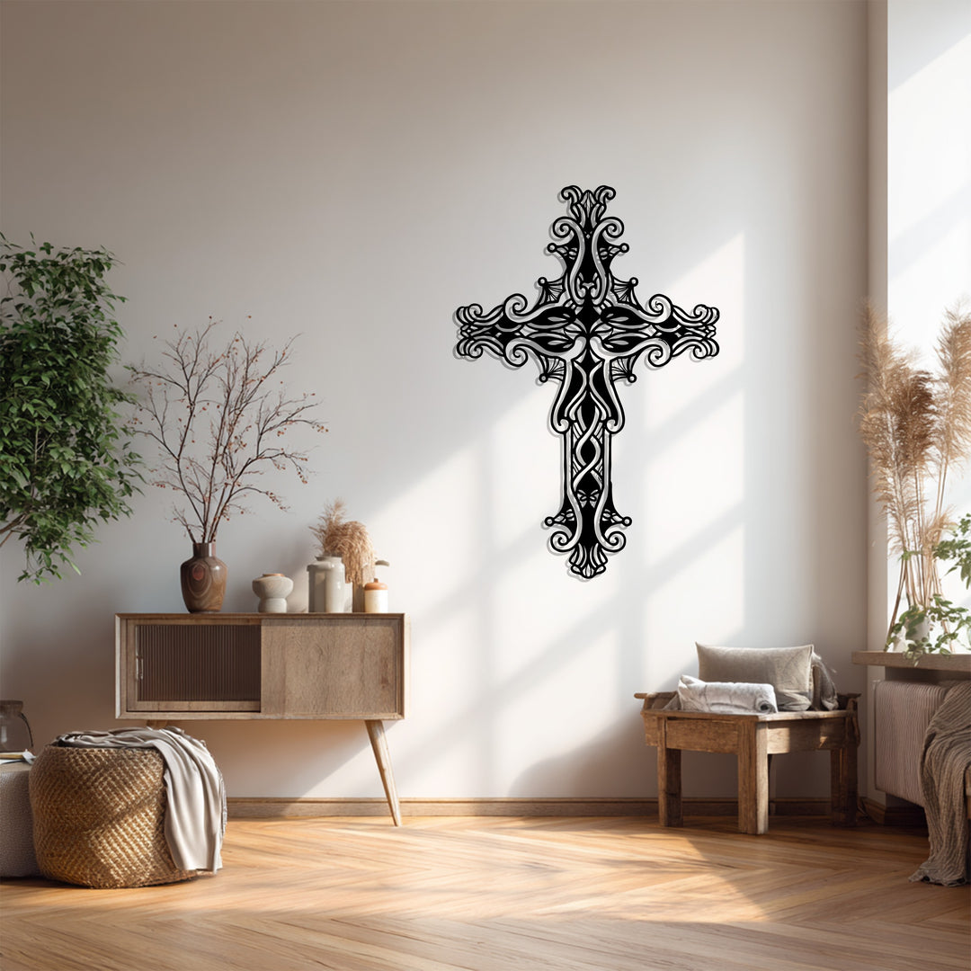 Graceful Filigree Cross – Ornate Christian Metal Wall Art