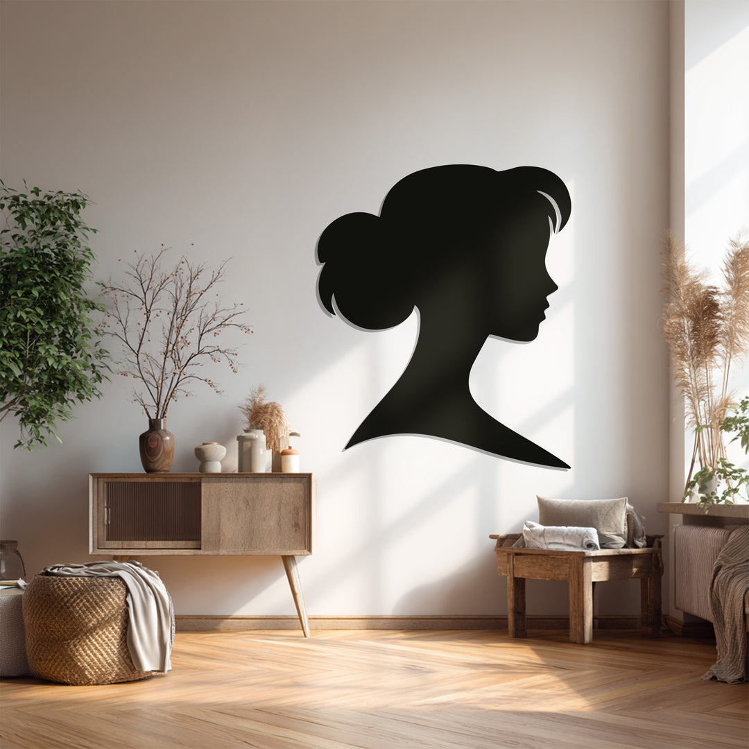 Woman Silhouette Metal Wall Art – Black Modern Wall Sculpture