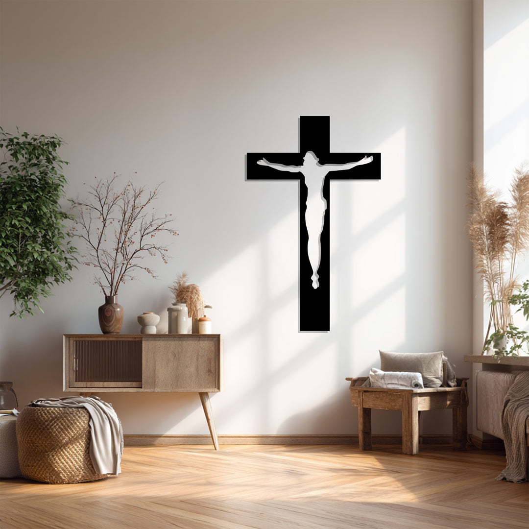 انعكاس إلهي – صليب بسيط فن جداري معدني