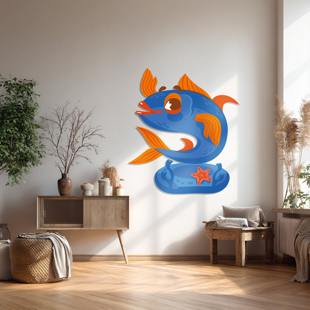 Playful Blue Fish Metal Wall Art – Vibrant Ocean-Inspired Home Decor