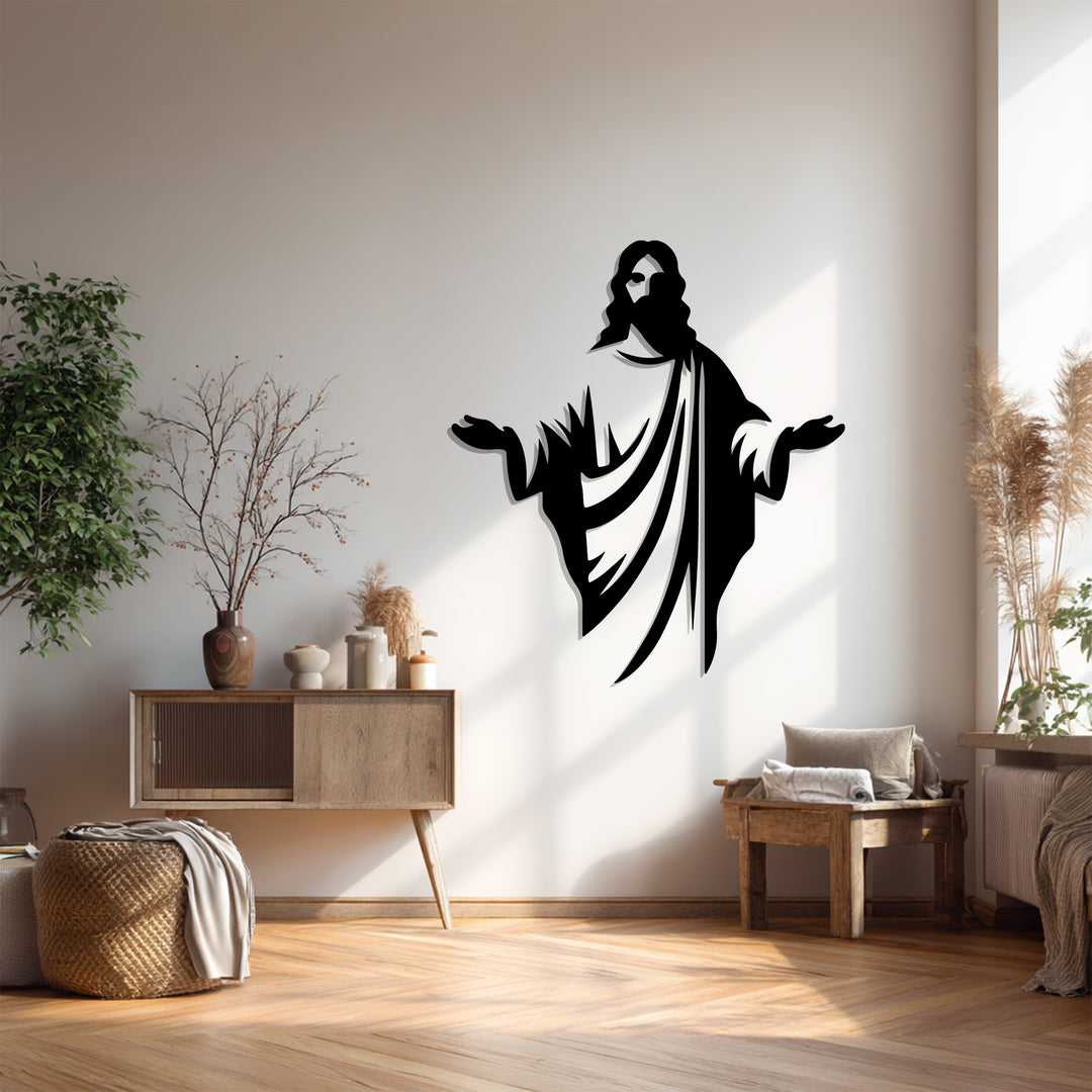 Golden Divine Grace Metal Wall Art – Spiritual Minimalist Silhouette Decor