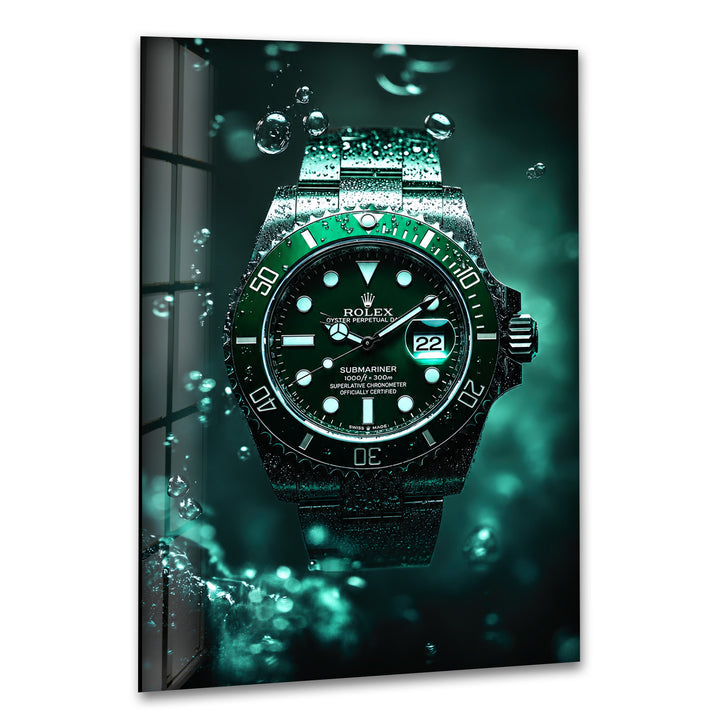 Orologio Rolex verde Quadri da Parete in Vetro