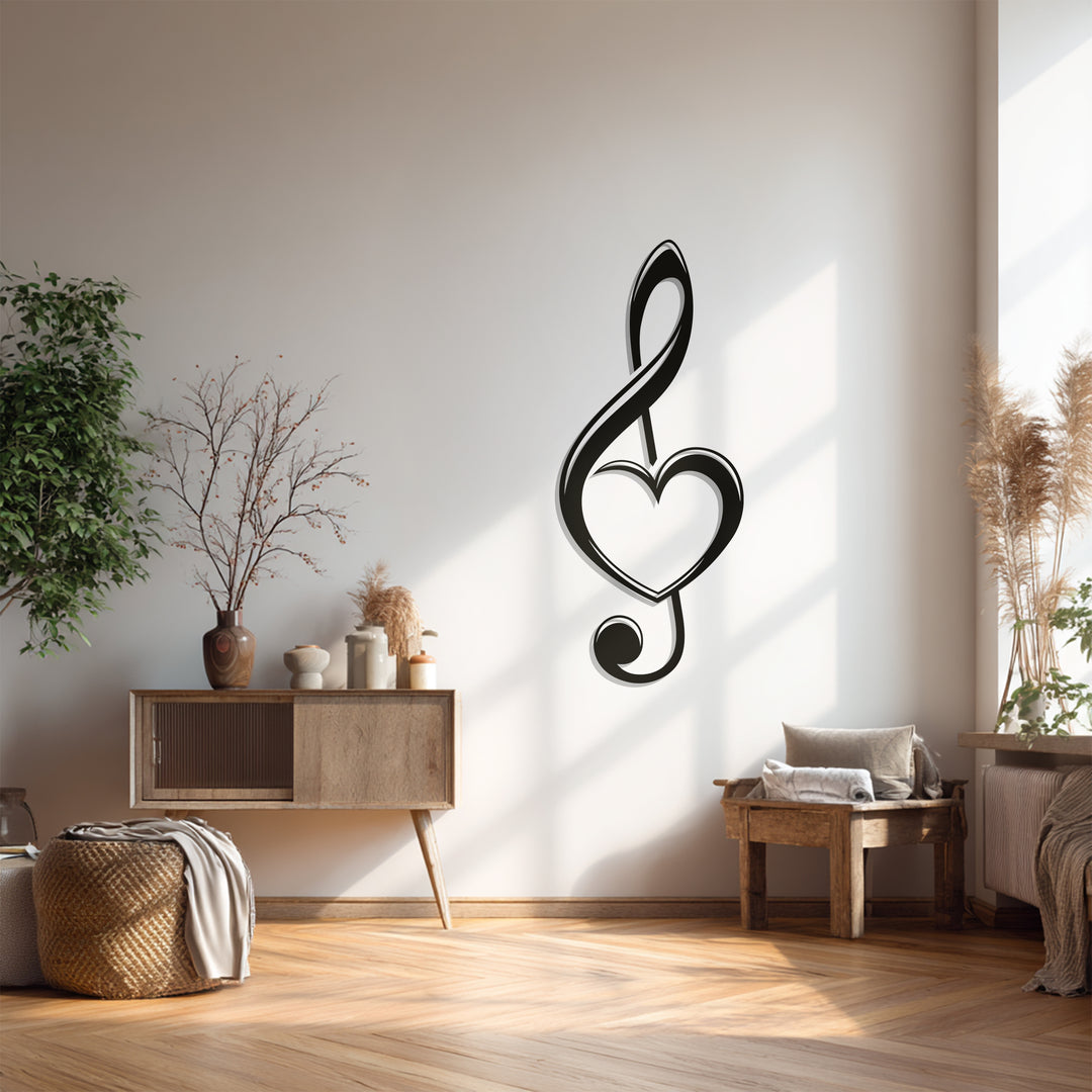 Heart Treble Clef Metal Wall Art – Musical Note Decor