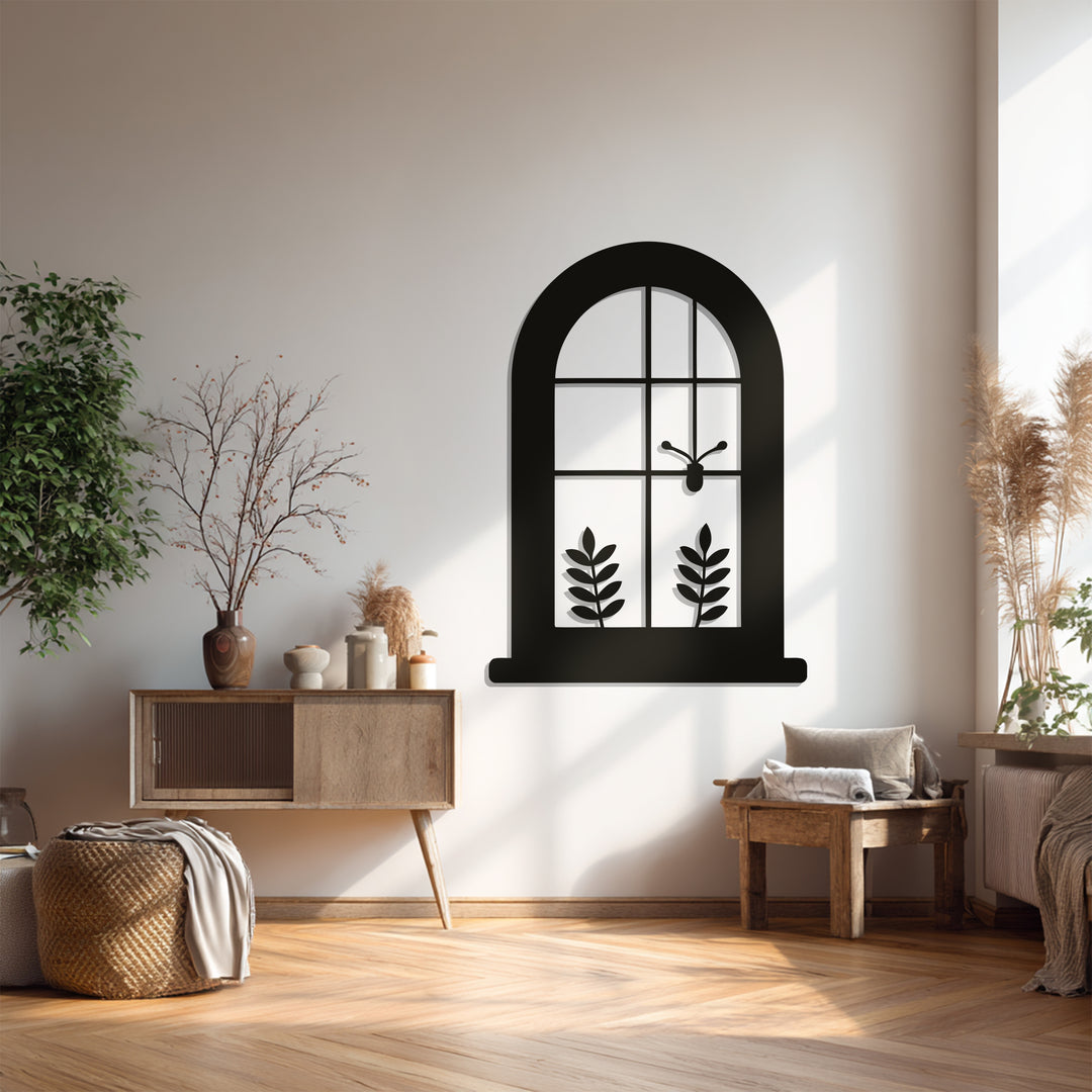 Window View Metal Wall Art – Botanical Silhouette Design