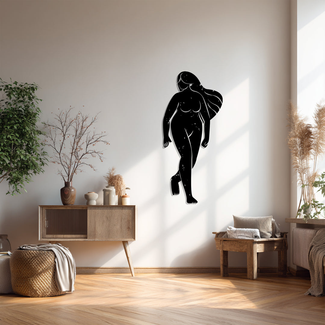 Golden Female Silhouette Metal Wall Art – Minimalist Body Line Decor