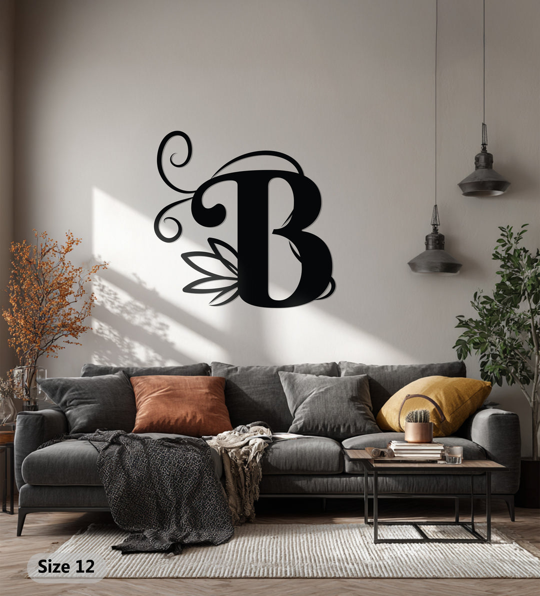 Floral Vine Letter Metal Wall Art – Elegant Botanical Monogram