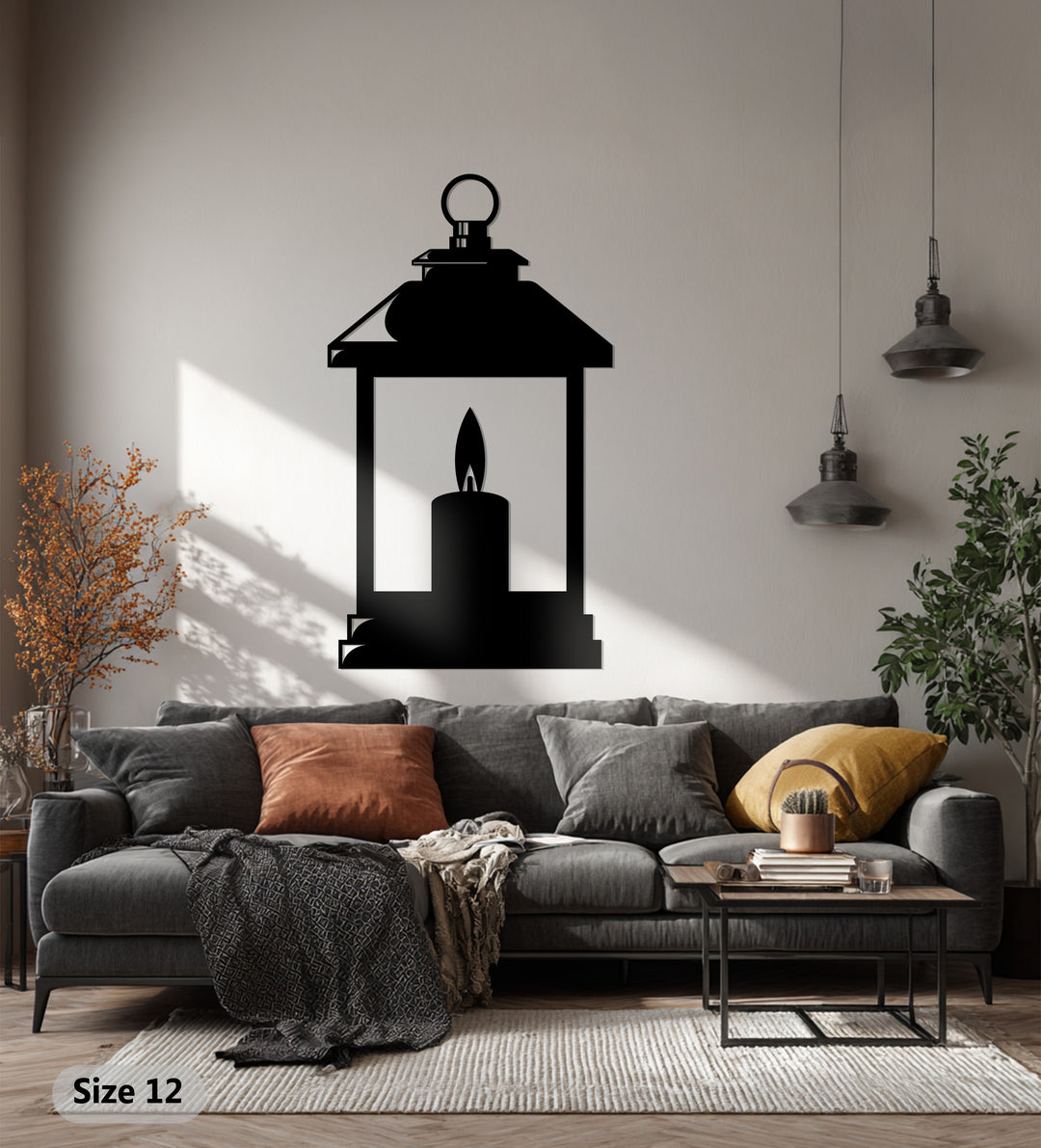 Minimalist Islamic lantern metal wall art