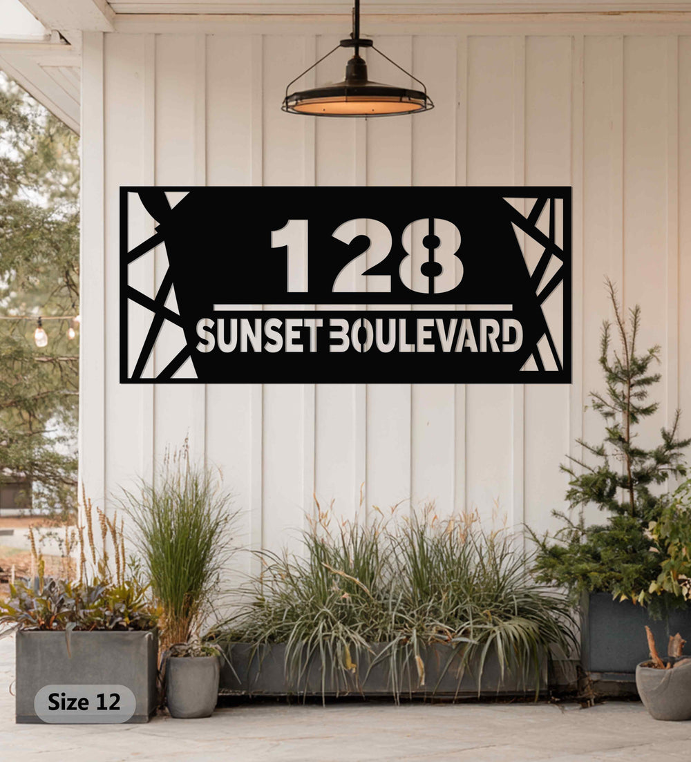 Personalized metal house number street plaque