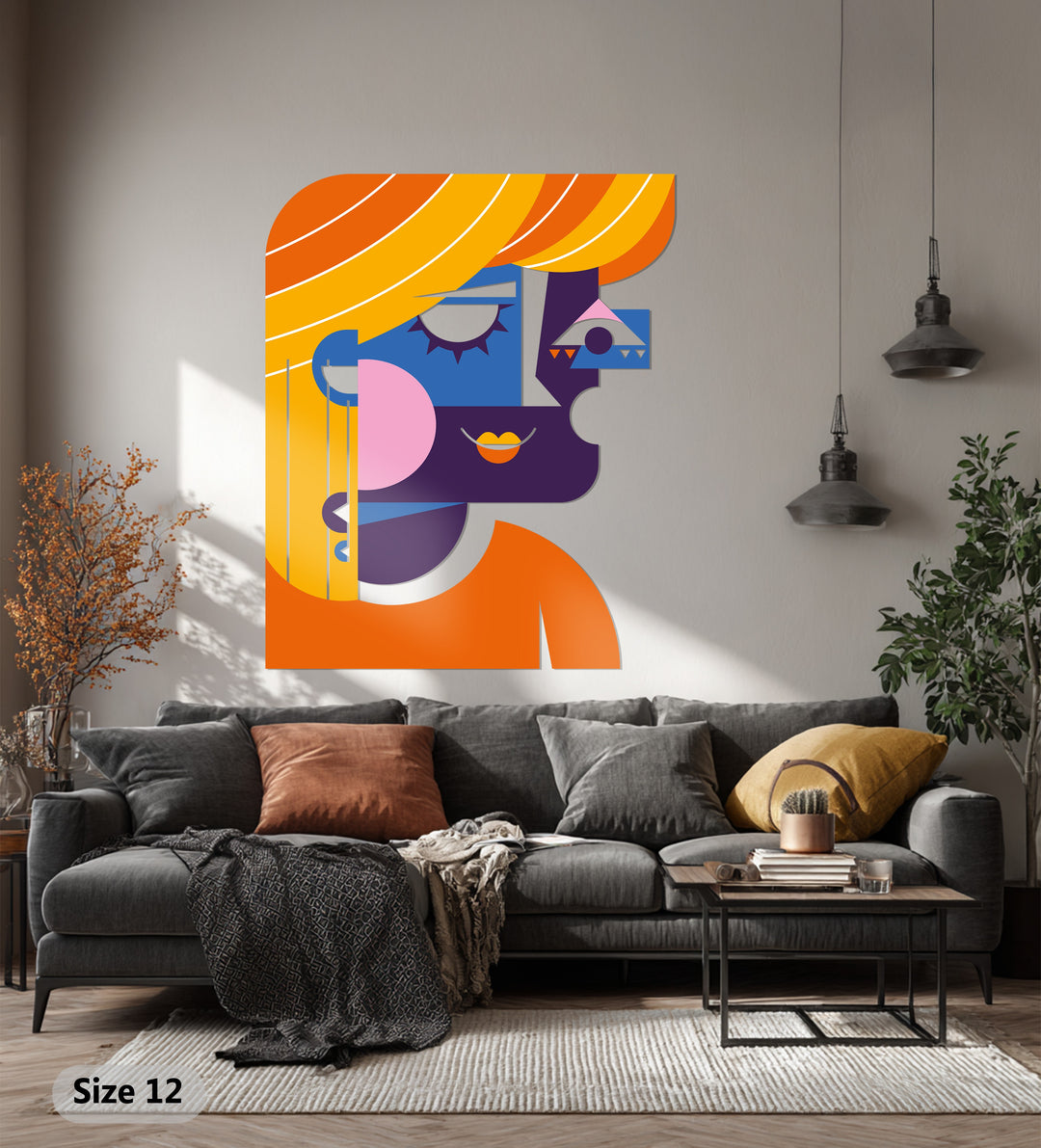 Cubist Woman Metal Wall Art – Modern Abstract Face Decor
