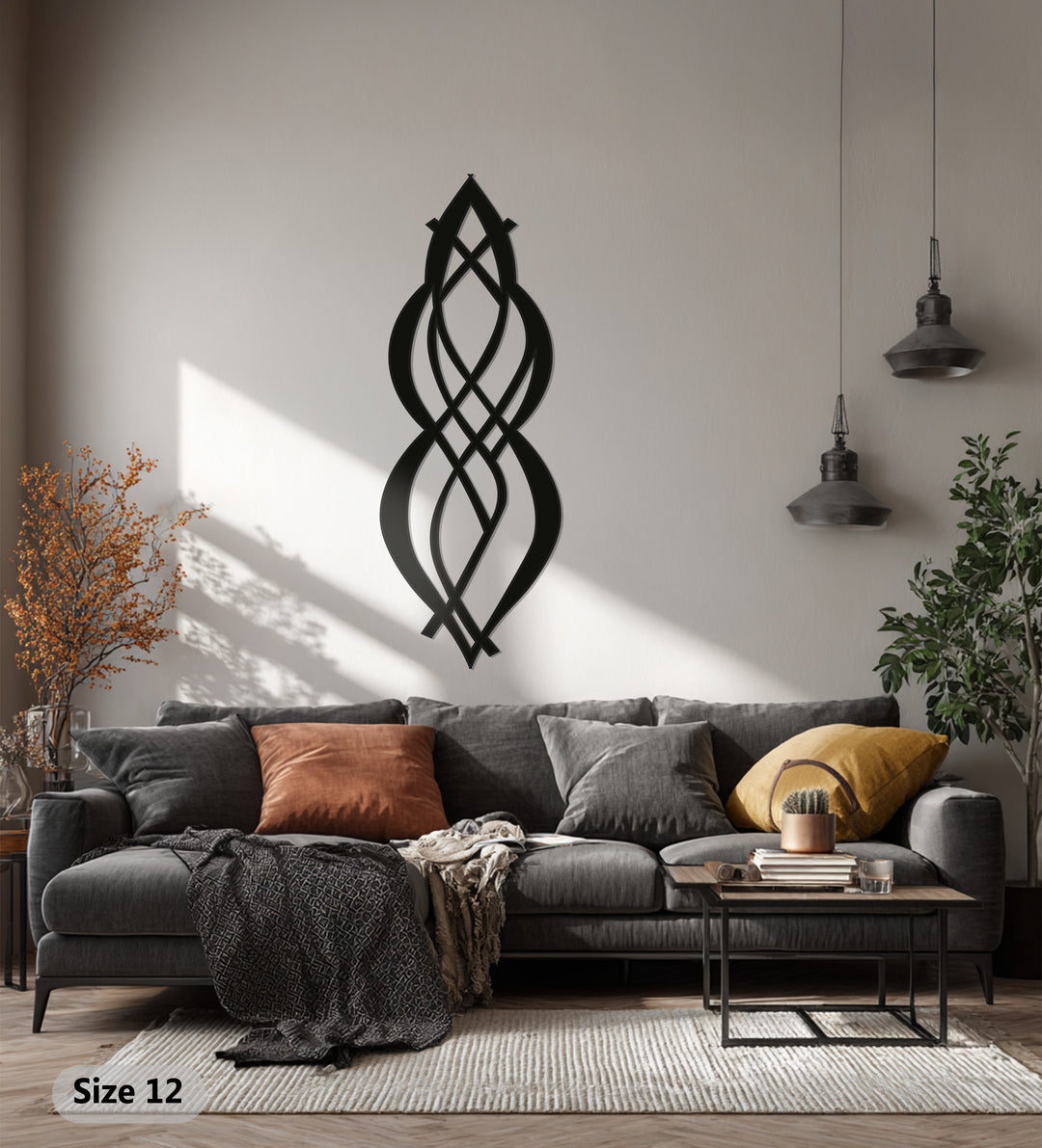 Abstract Geometric Metal Wall Art – Black Modern Wall Sculpture
