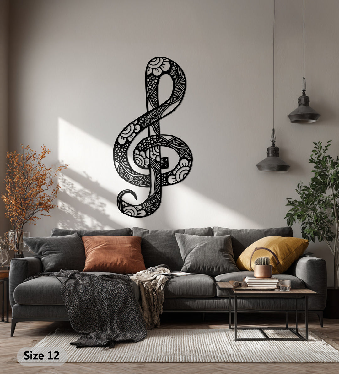 Floral Treble Clef Metal Wall Art – Decorative Music Note