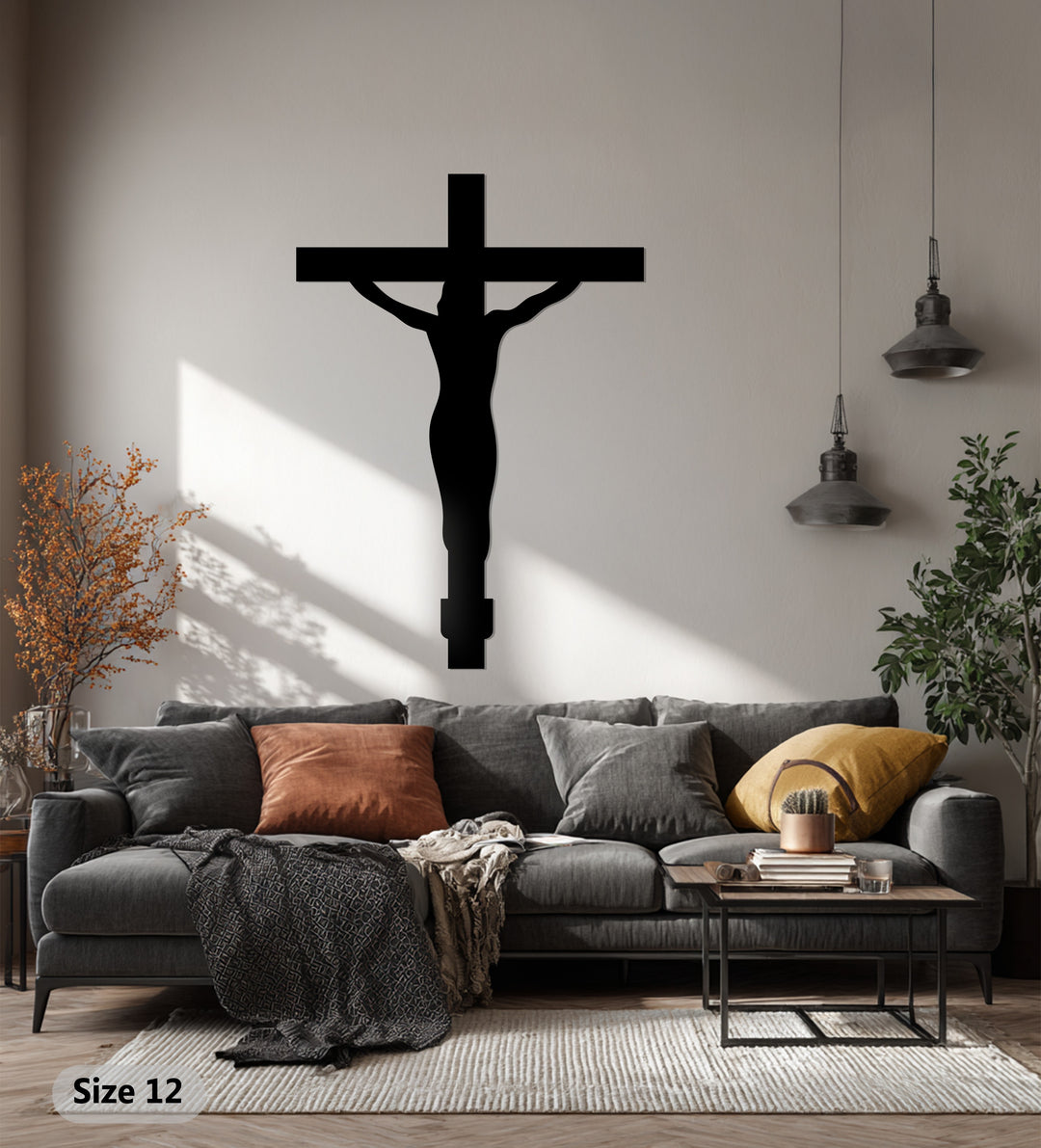 التضحية الإلهية – صليب فضي فن جداري معدني