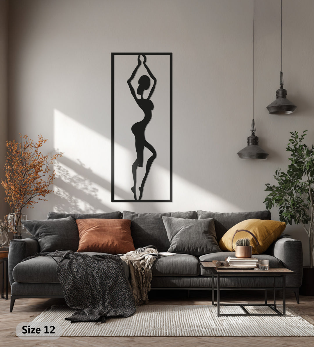 African Tribal Woman Metal Wall Art – Elegant Silhouette Decor