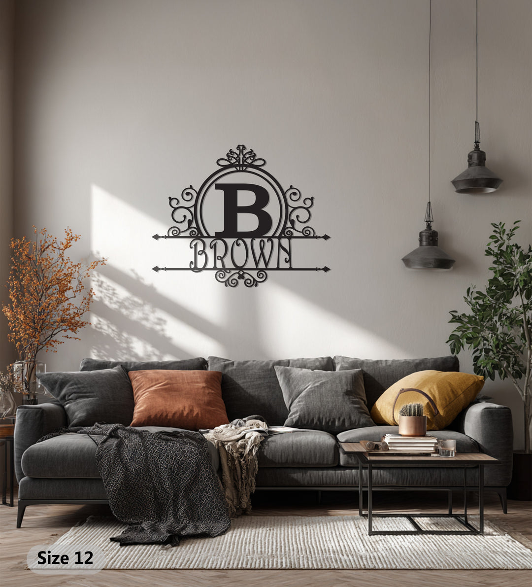 Nixon Family Monogram – Elegant Personalized Metal Wall Art