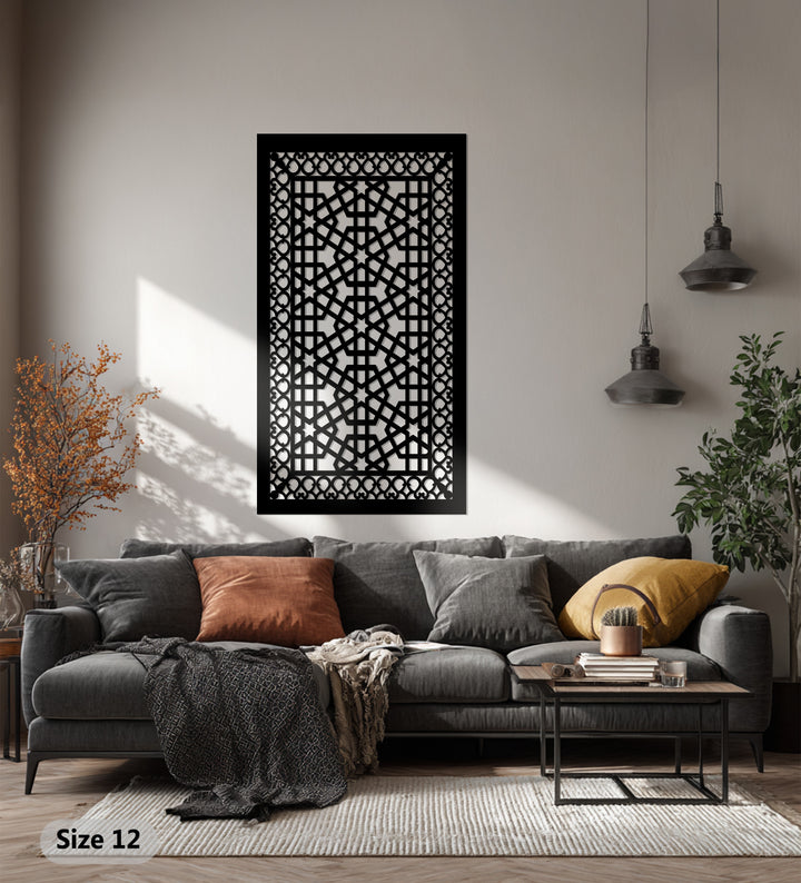 Black lattice metal wall decor