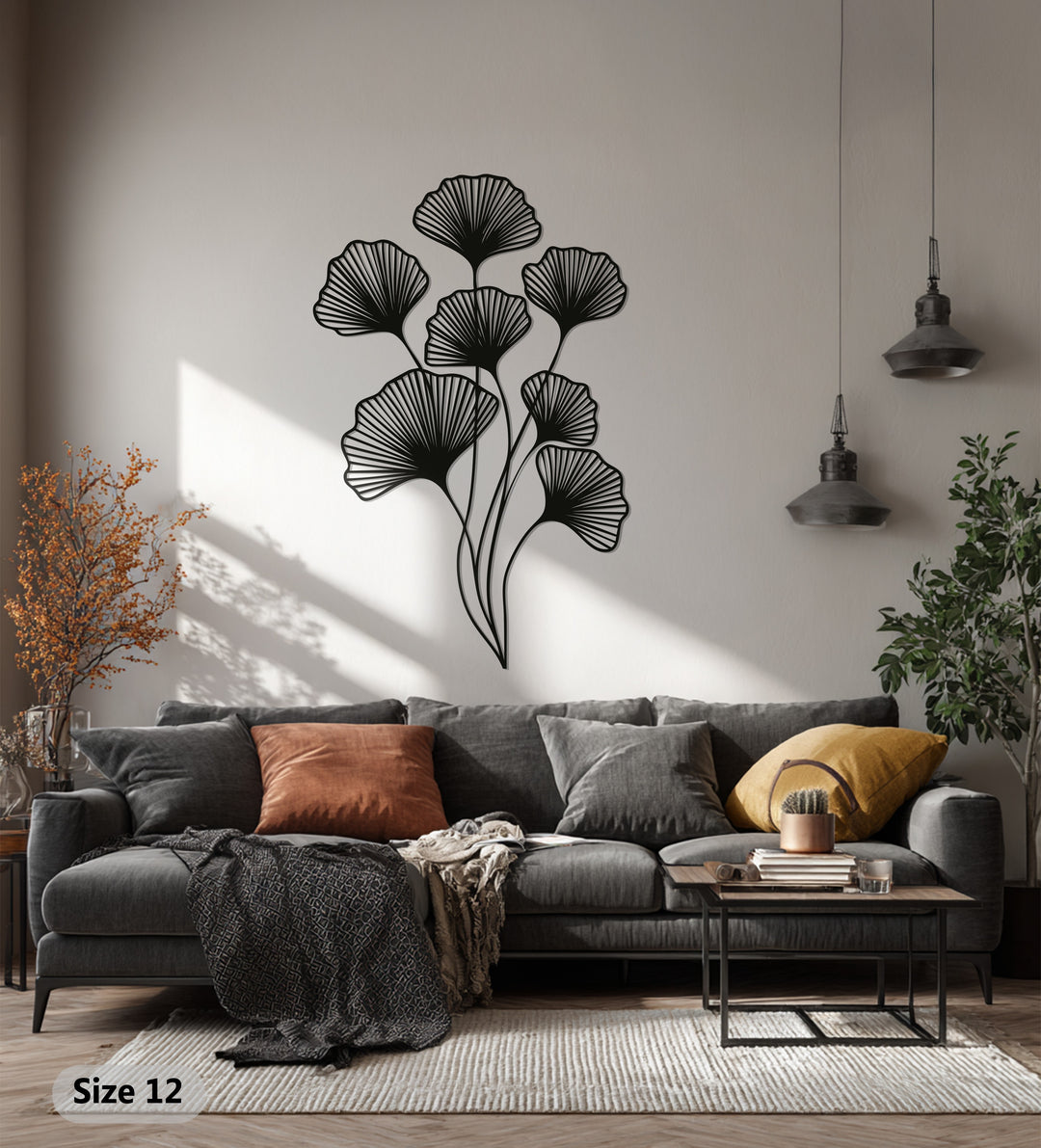Floral Metal Wall Art – Black Modern Botanical Wall Sculpture