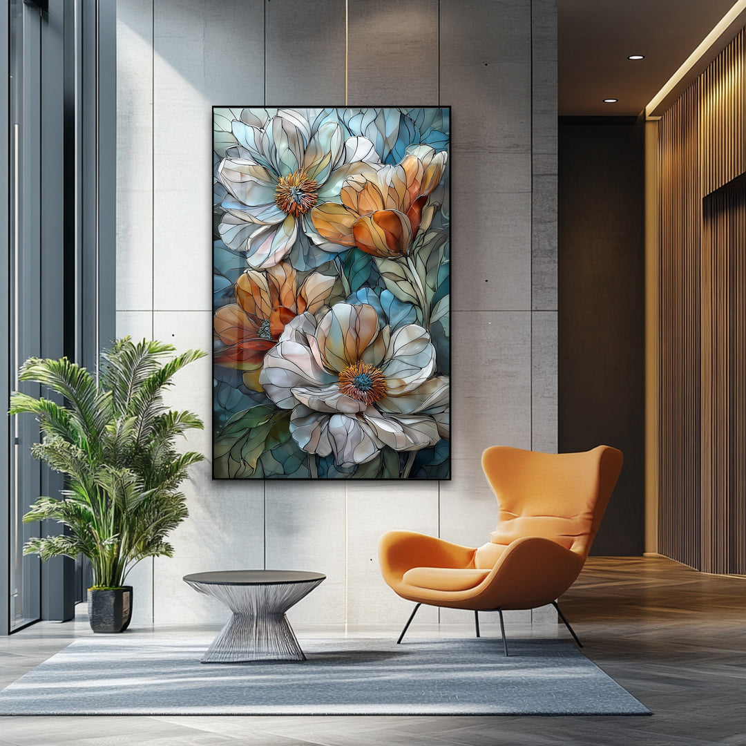 Whispers of Bloom – Floral Glass Wall Art