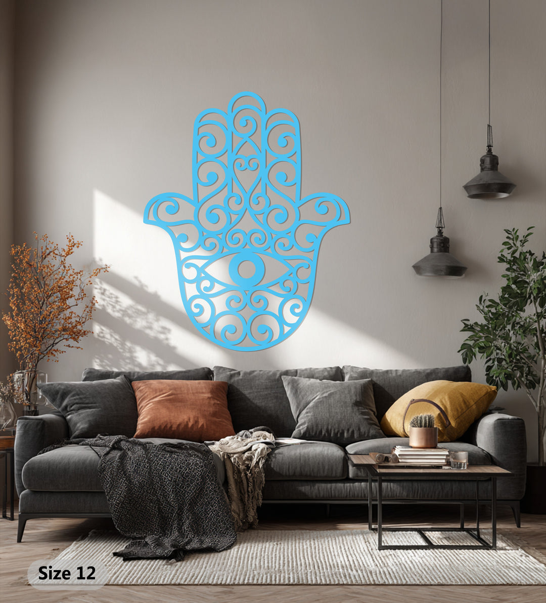 Hamsa Hand Metal Wall Art – Evil Eye Protective Spiritual Wall Decor