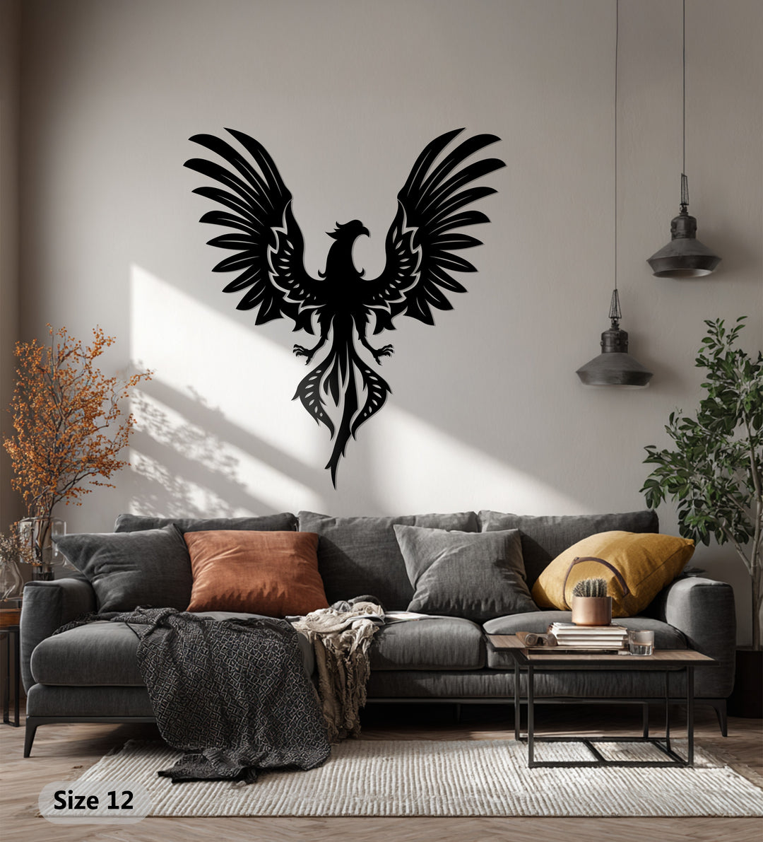 Tribal Phoenix Metal Wall Art – Symbol of Fire, Strength & Rebirth