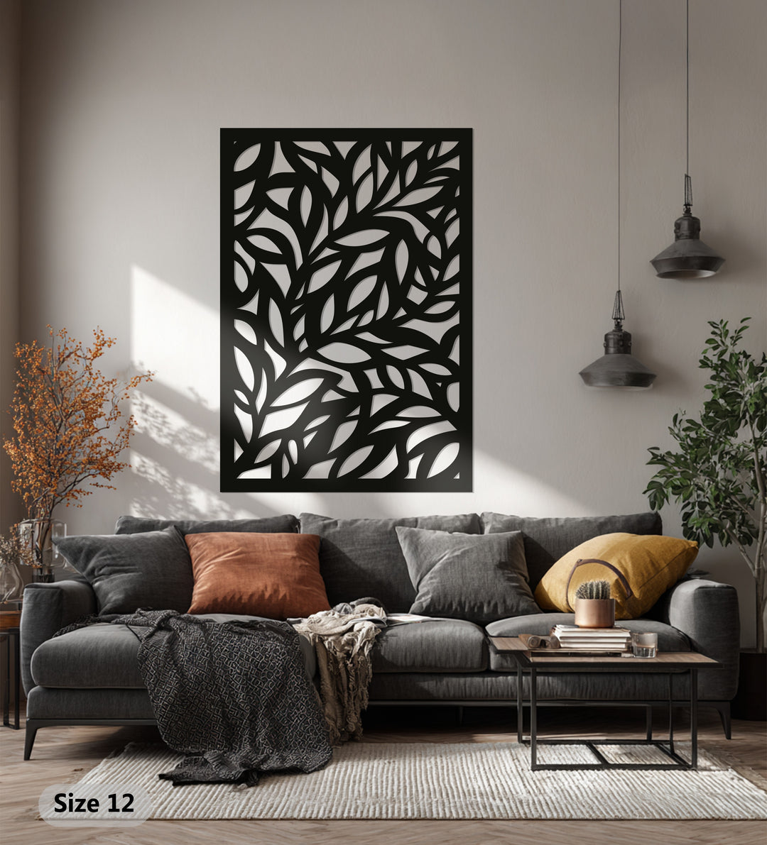 Leaf Panel Metal Wall Art – Black Botanical Wall Sculpture