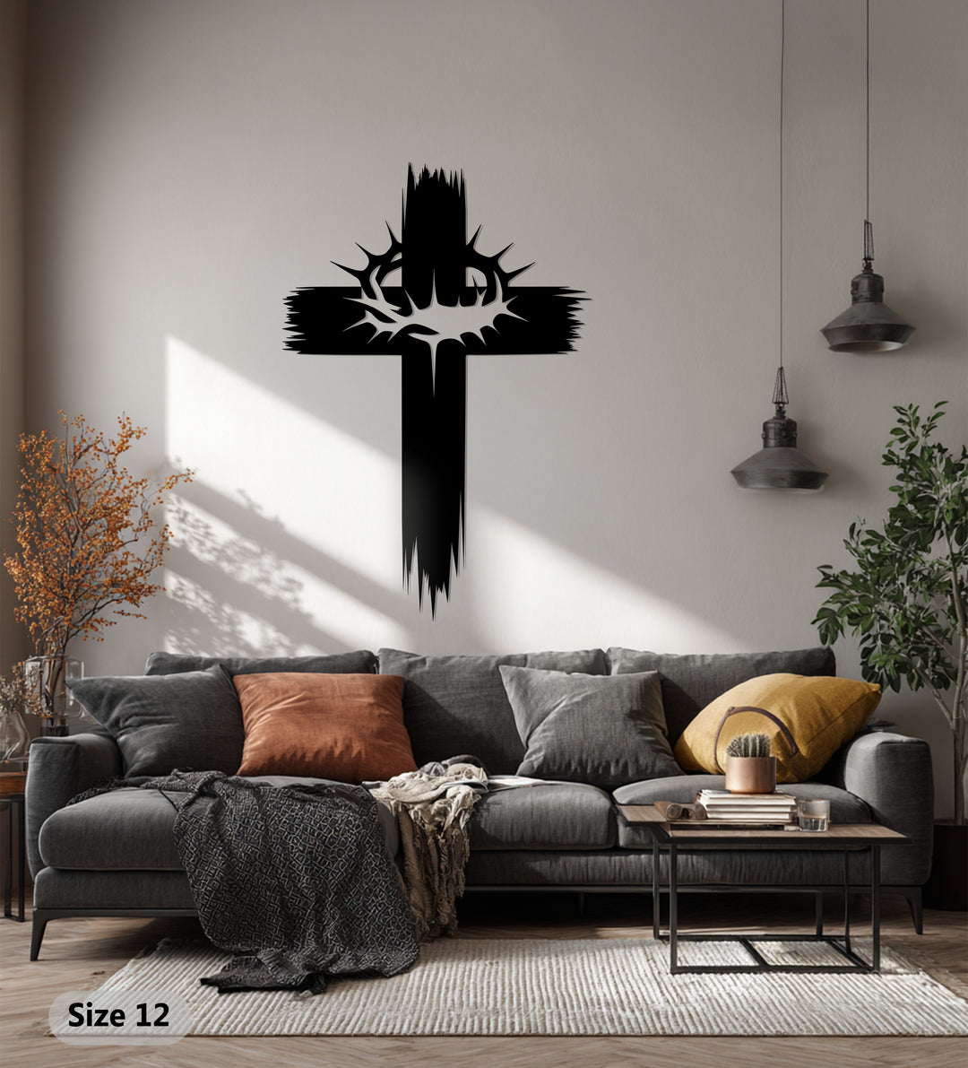 Crown of Thorns Cross – Powerful Christian Metal Wall Art