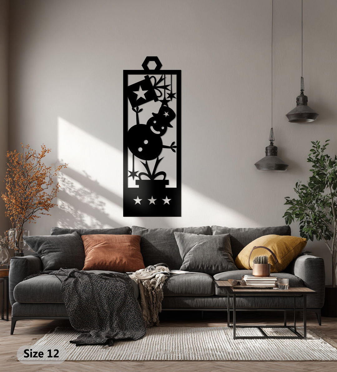 Pupazzo di neve gioioso - Stelle di Natale Decorazioni Murali in Metallo