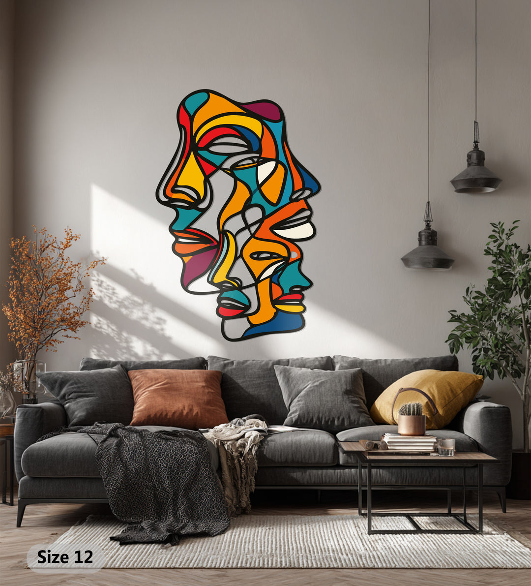 Abstract Colorful Faces Metal Wall Art – Modern Expressionist Design
