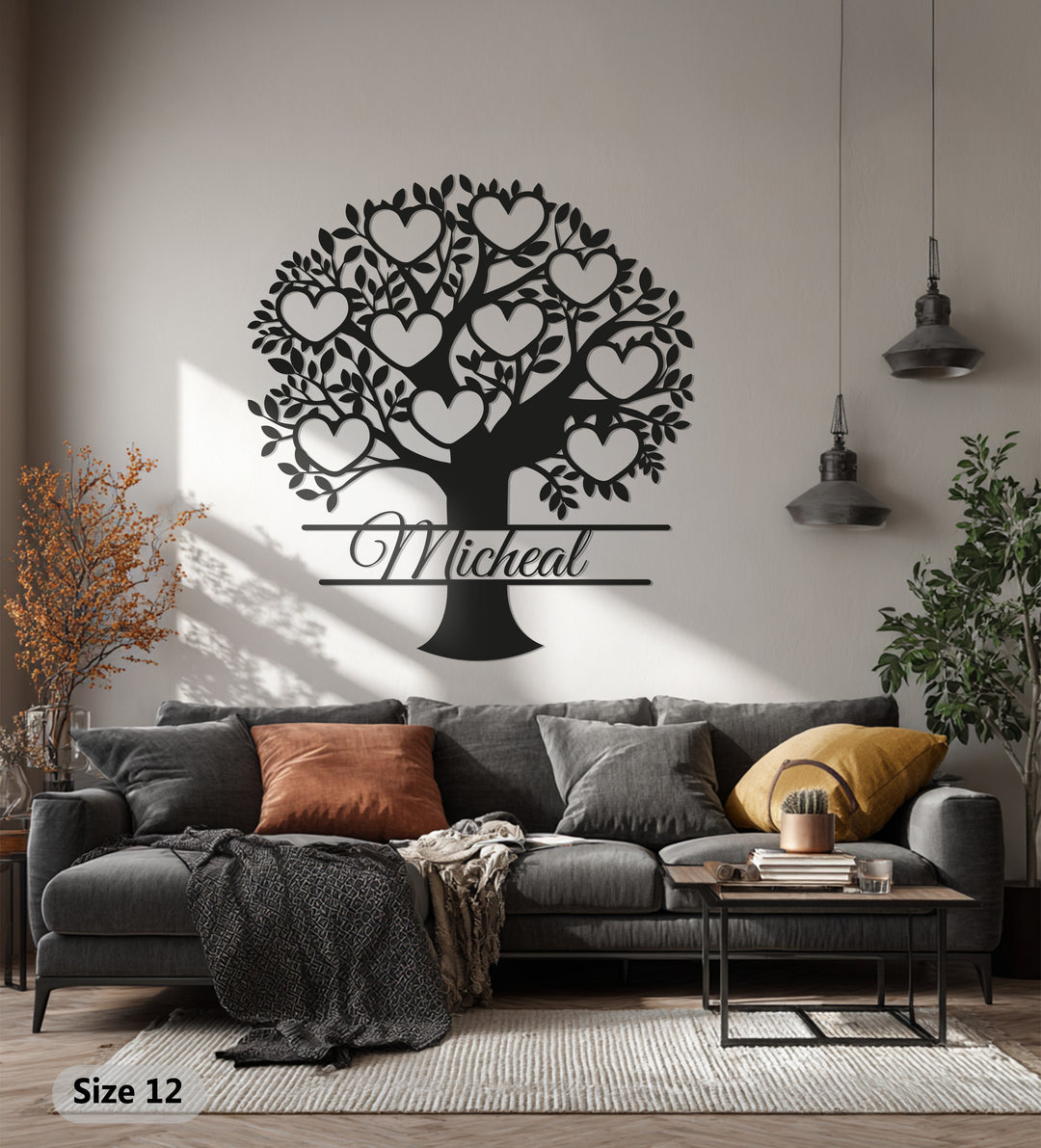 Personalized Family Tree – Custom Name Metal Wall Art