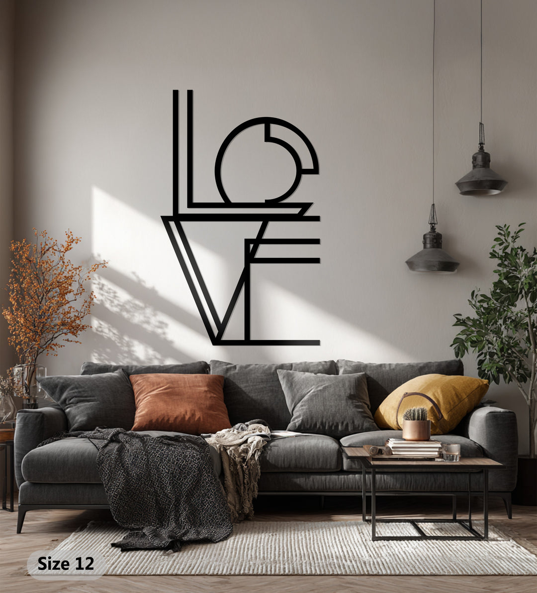 Geometric LOVE Metal Wall Art – Modern Romantic Typography Décor