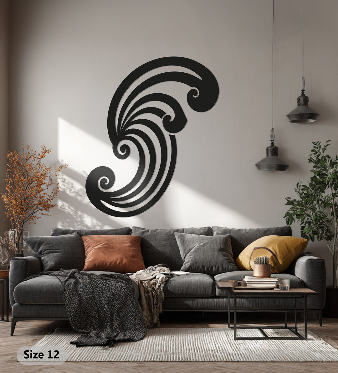 Swirl Spiral Metal Wall Art – Abstract Black Metal Sculpture