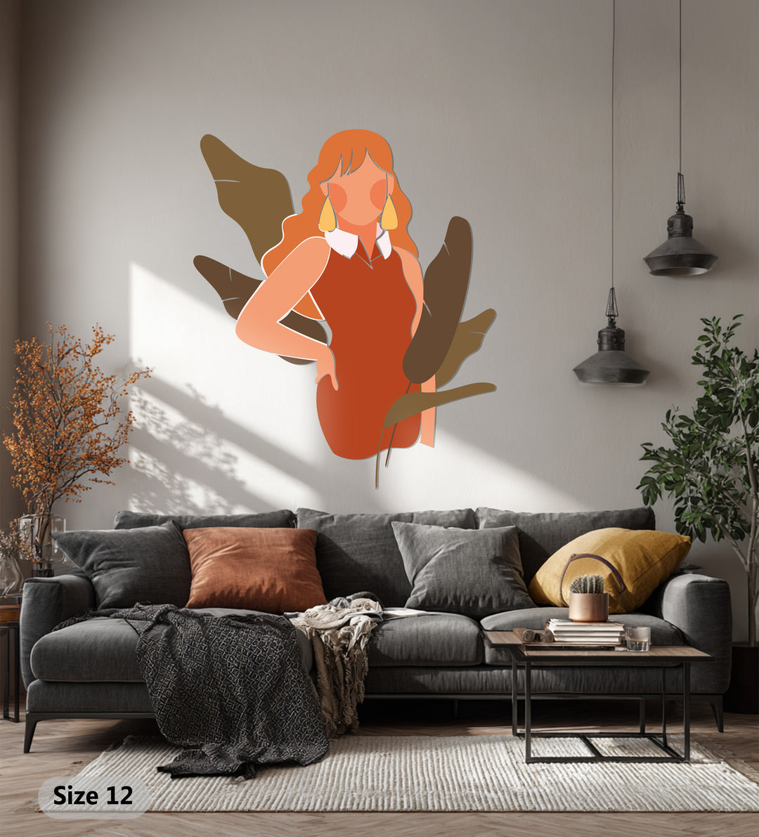 Modern Boho Woman Metal Wall Art – Contemporary Feminine Decor