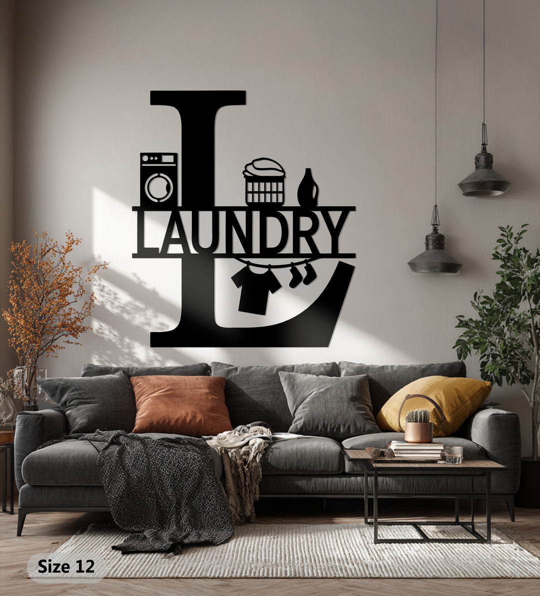Laundry Room Metal Wall Art – Modern Black Home Decor
