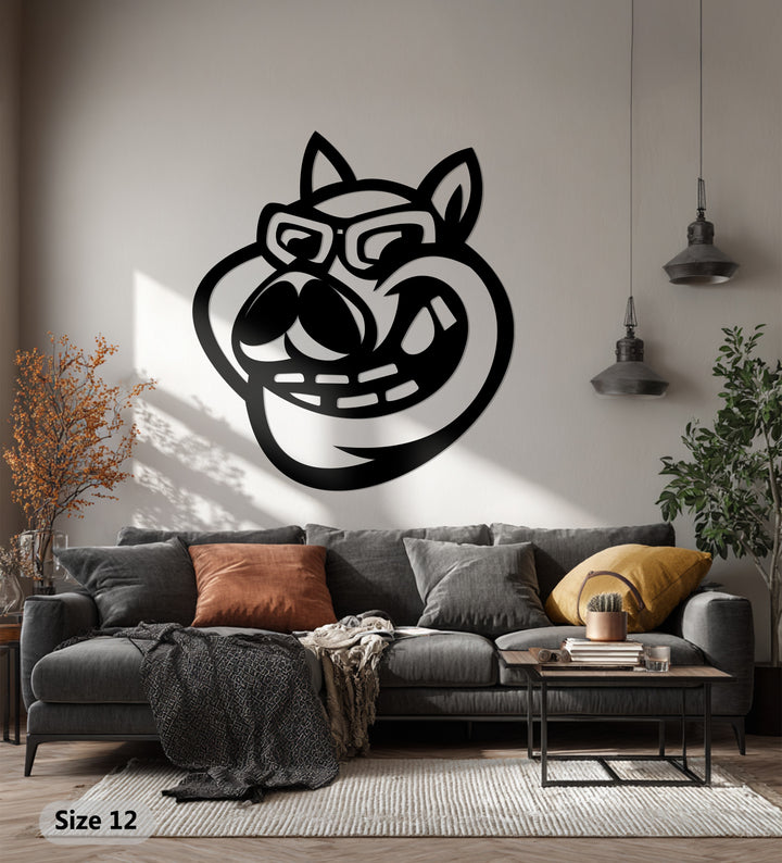 Dog with glasses metal wall decor