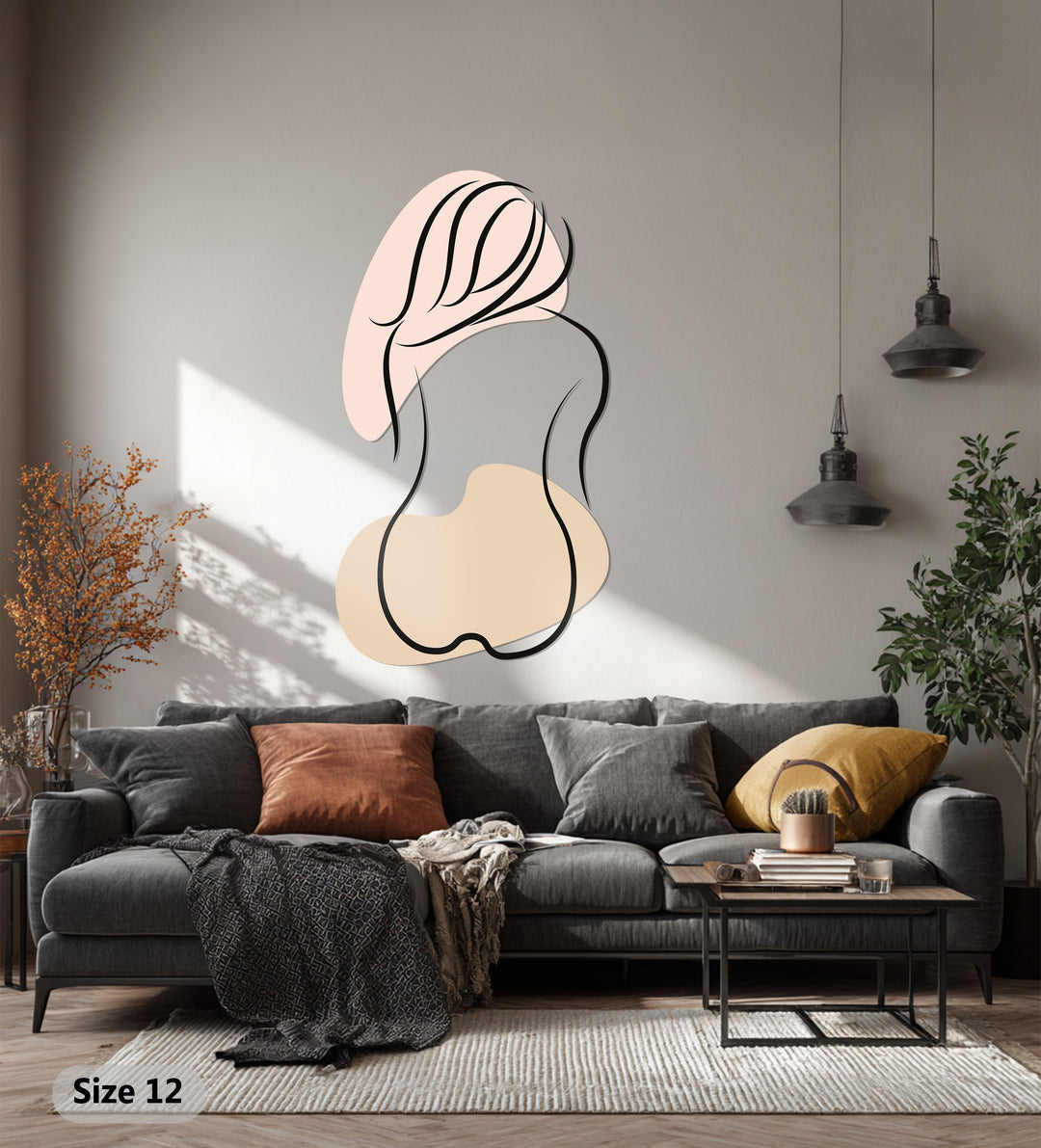 Minimalist Female Silhouette Metal Wall Art – Elegant Line Art Home Decor