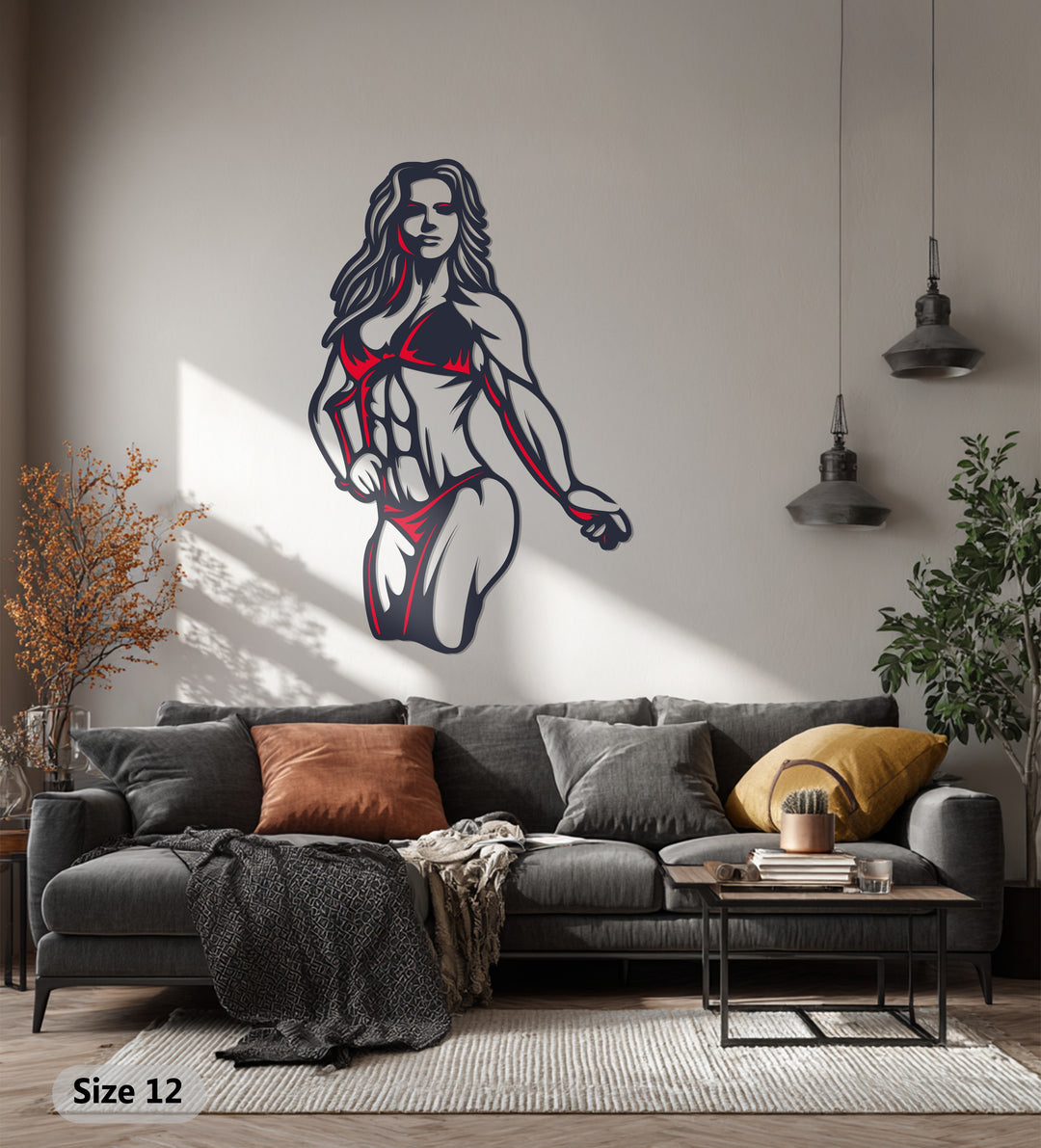 Fitness Woman Metal Wall Art – Powerful Modern Gym-Inspired Home Decor