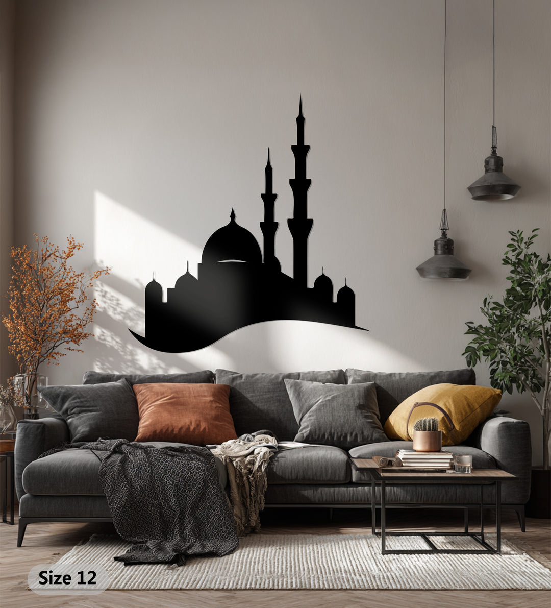 Minimal black mosque wall art