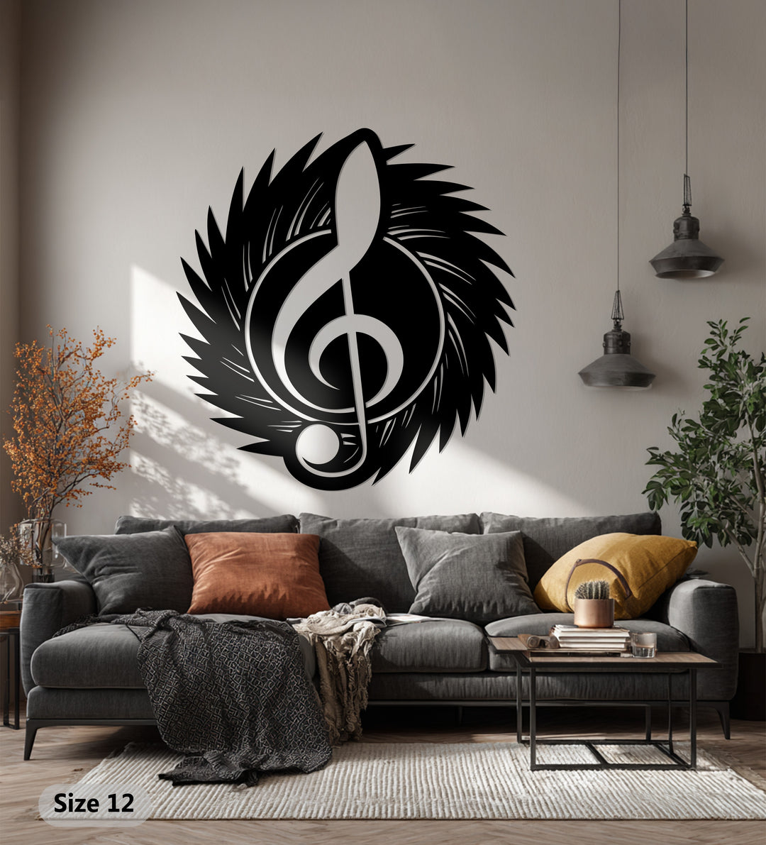 Treble Clef Wing Metal Wall Art – Music Inspired Decor